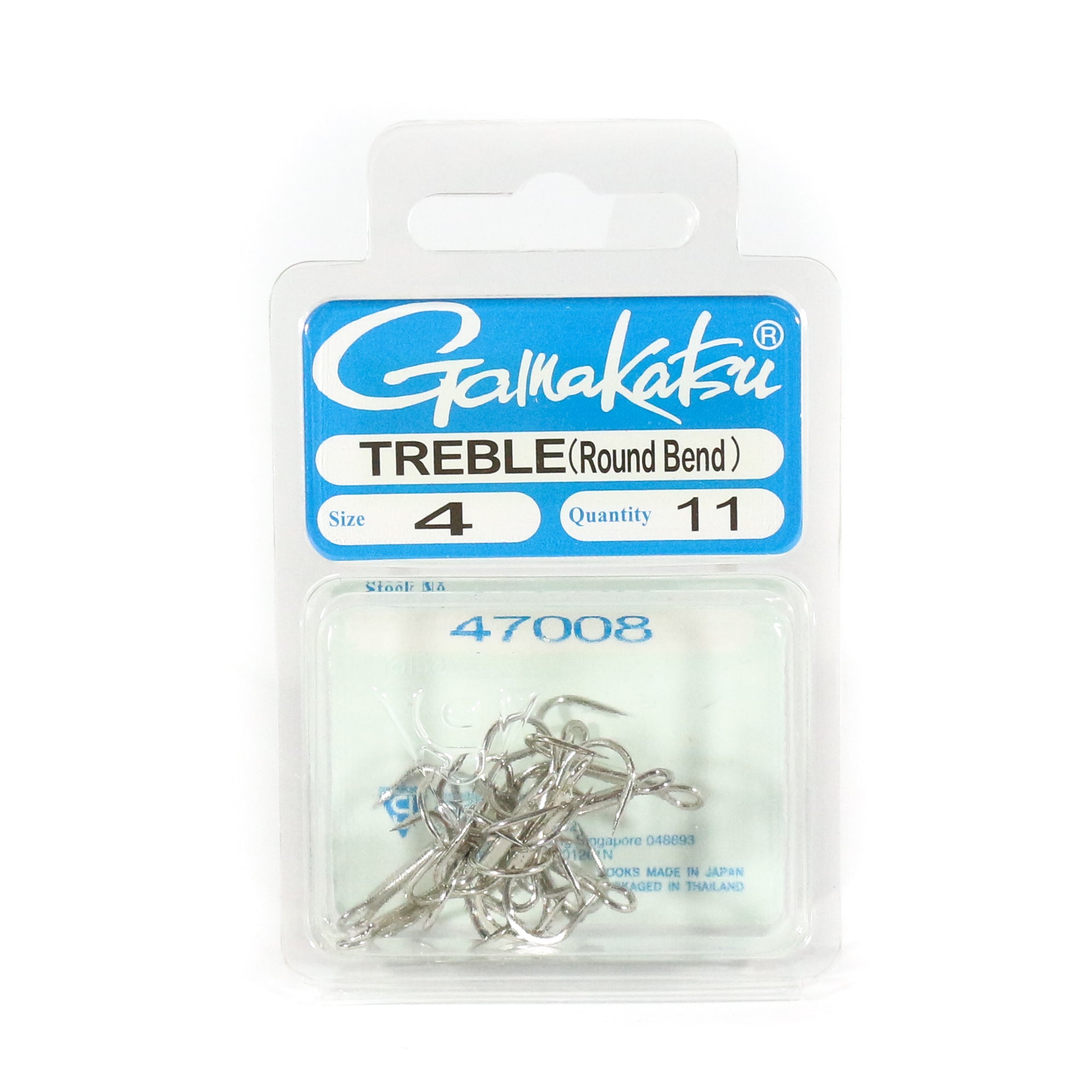 Sale Gamakatsu Treble Hook Round Bend Size 4 ,11 Per pack (8117)