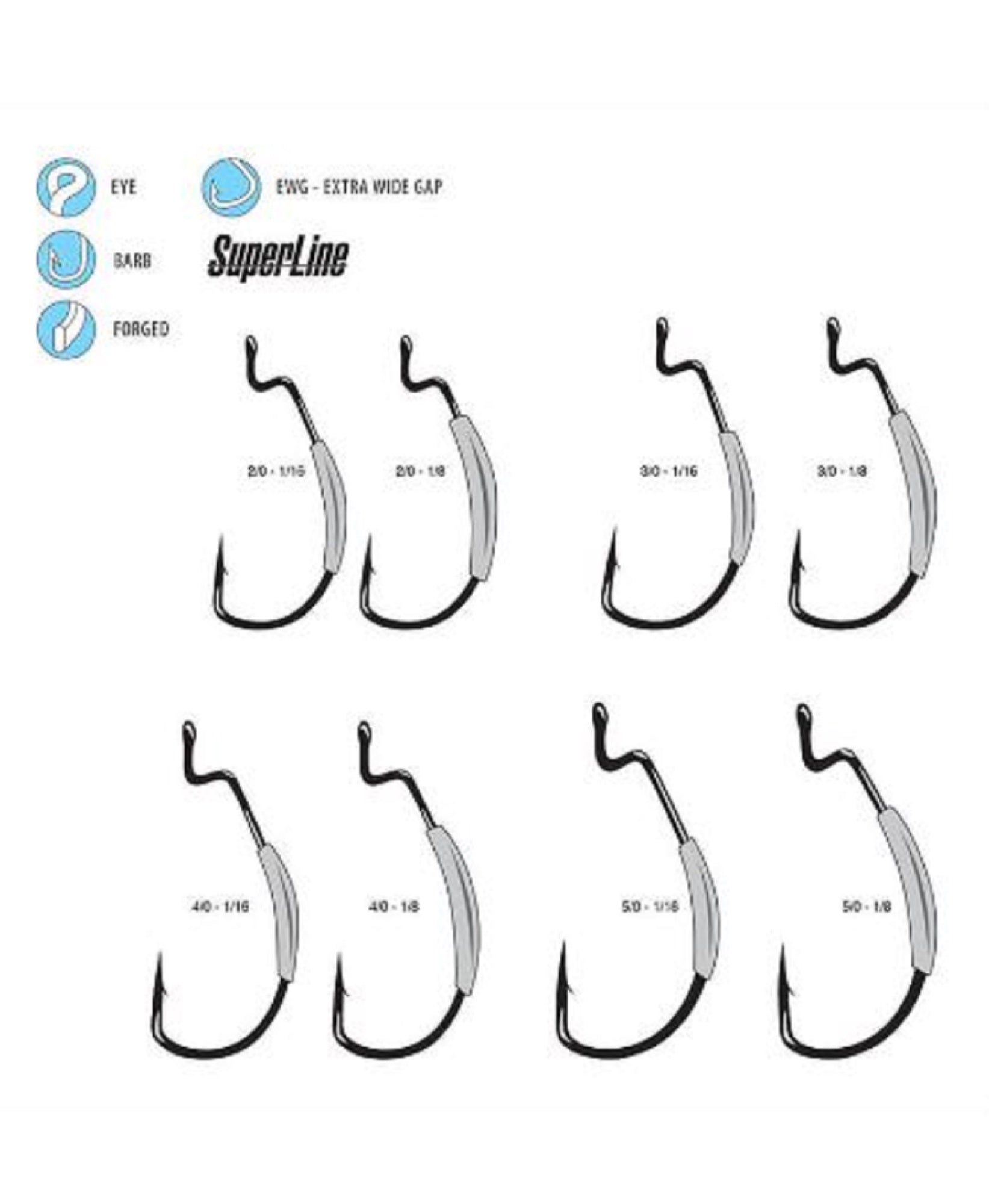 Gamakatsu 74413 Worm Offset Superline EWG NSB Size 3/0 , 4 Per pack (9558)