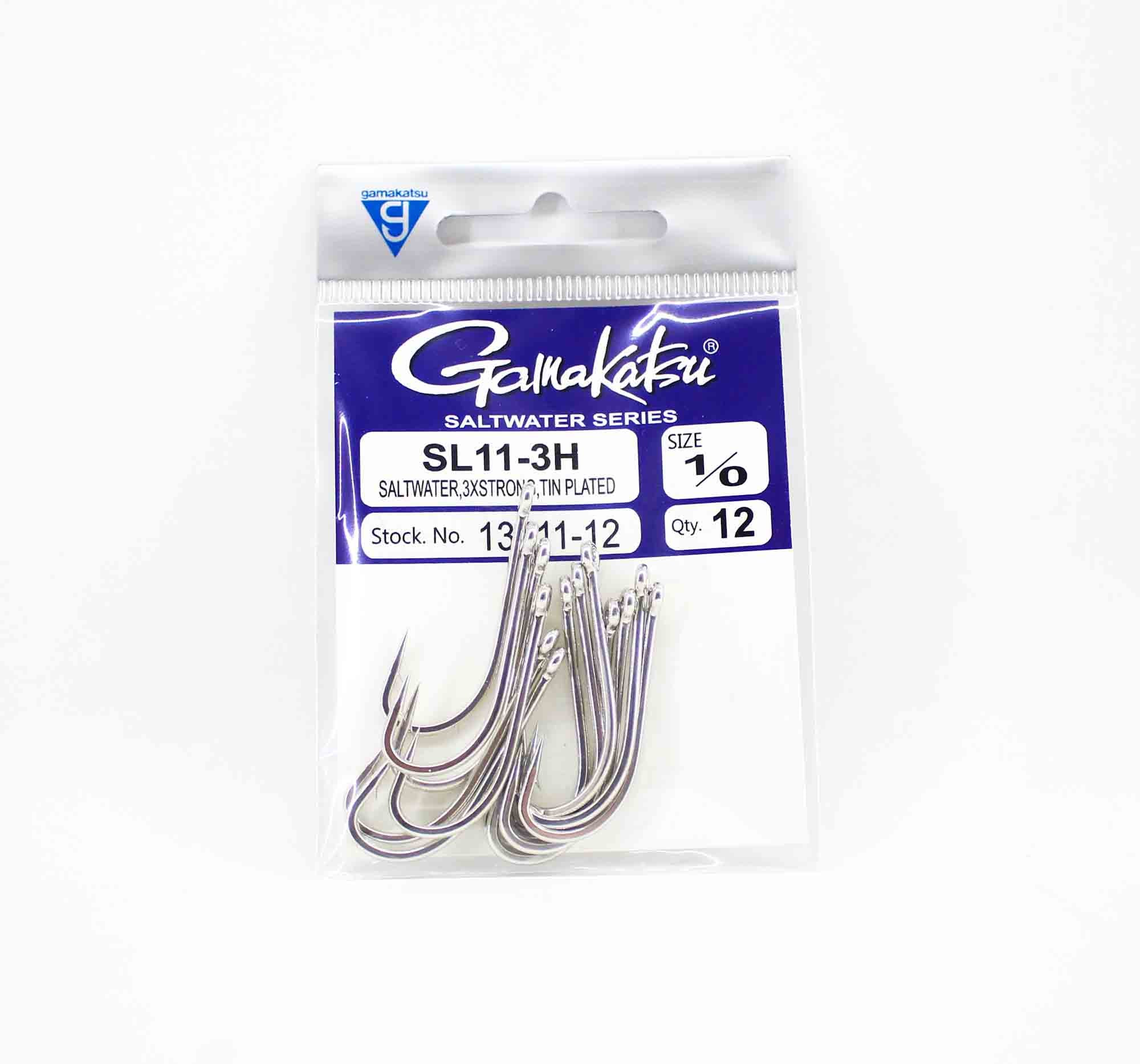 Gamakatsu 13511 SL11-3H Big Game Tin Plated Hook Size 1/0 ,12/pack (3456)
