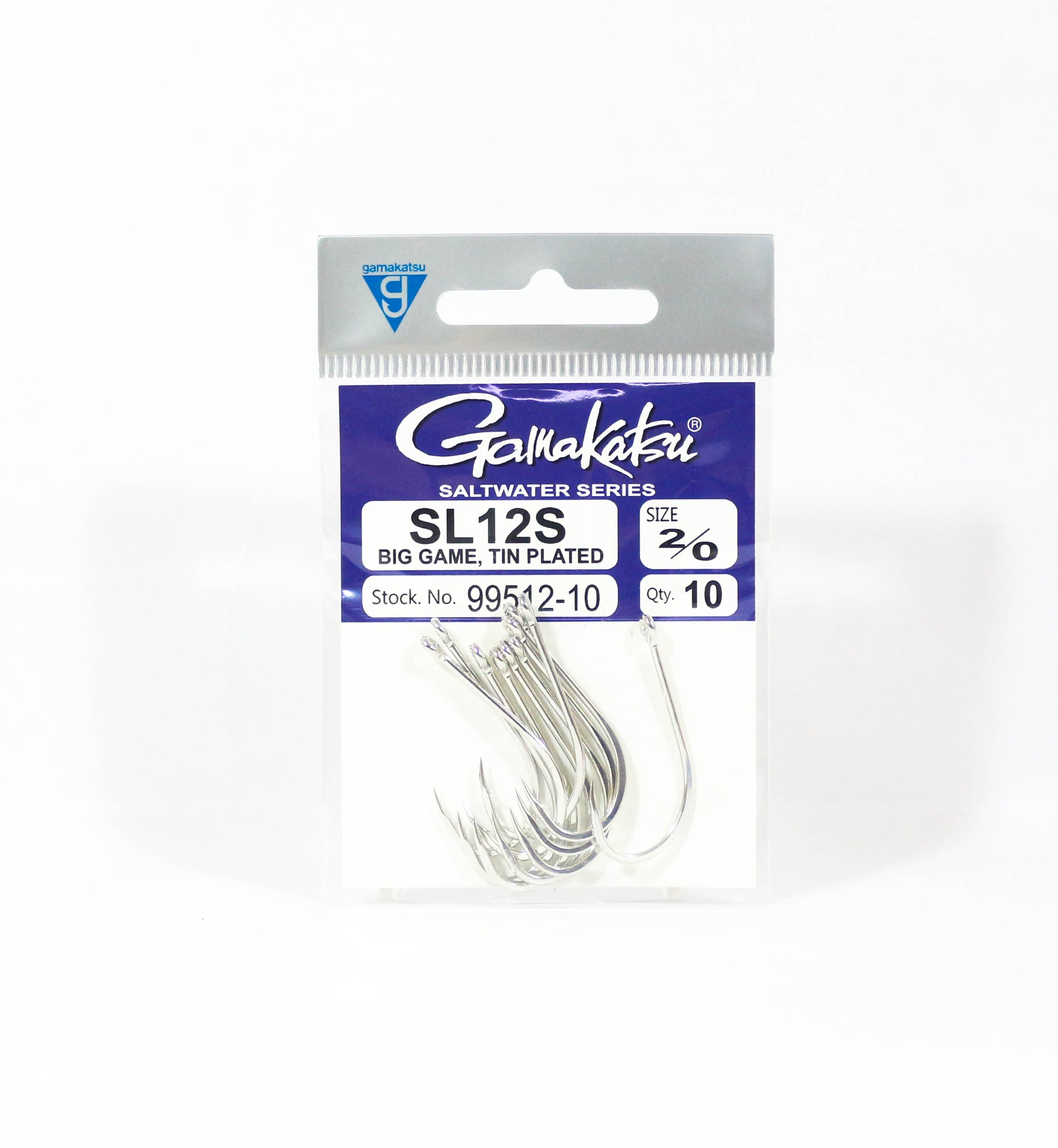 Gamakatsu SL12S Big Game Tin Plated Hook Size 2/0 ,10 Per pack (1342)