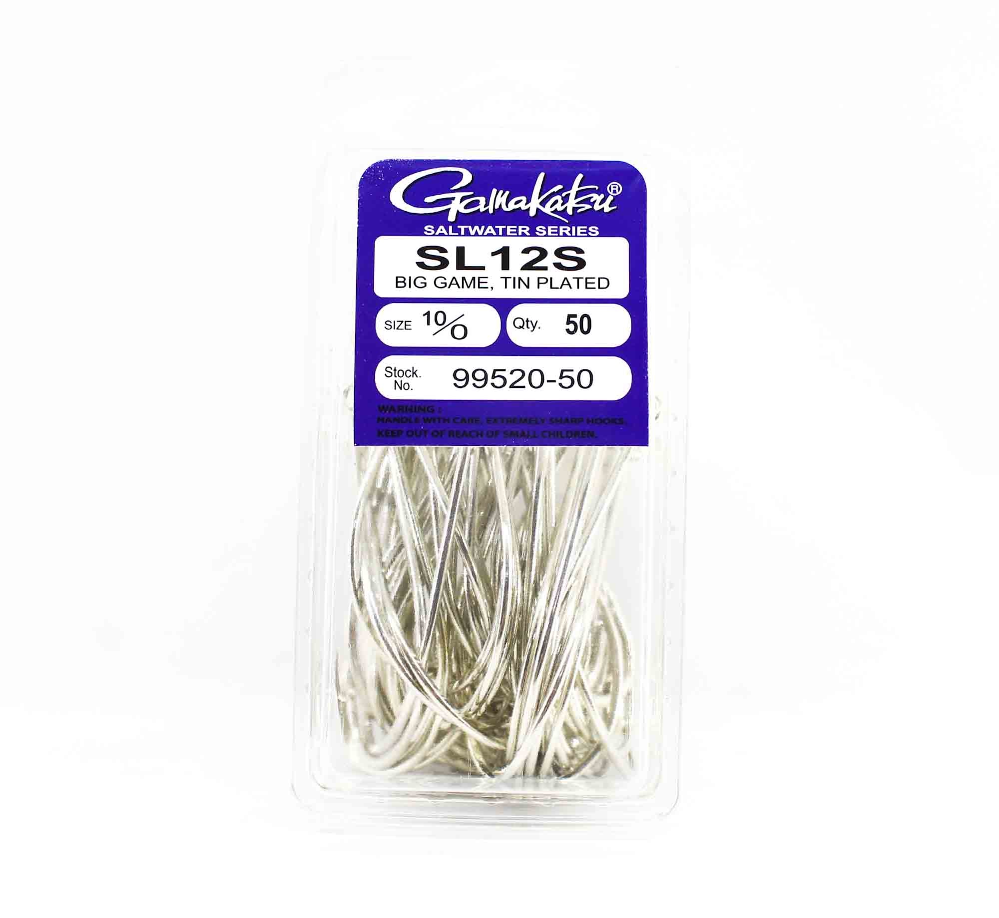 Gamakatsu SL12S Big Game Tin Plated Hook Size 10/0 ,50 Per pack (1458)