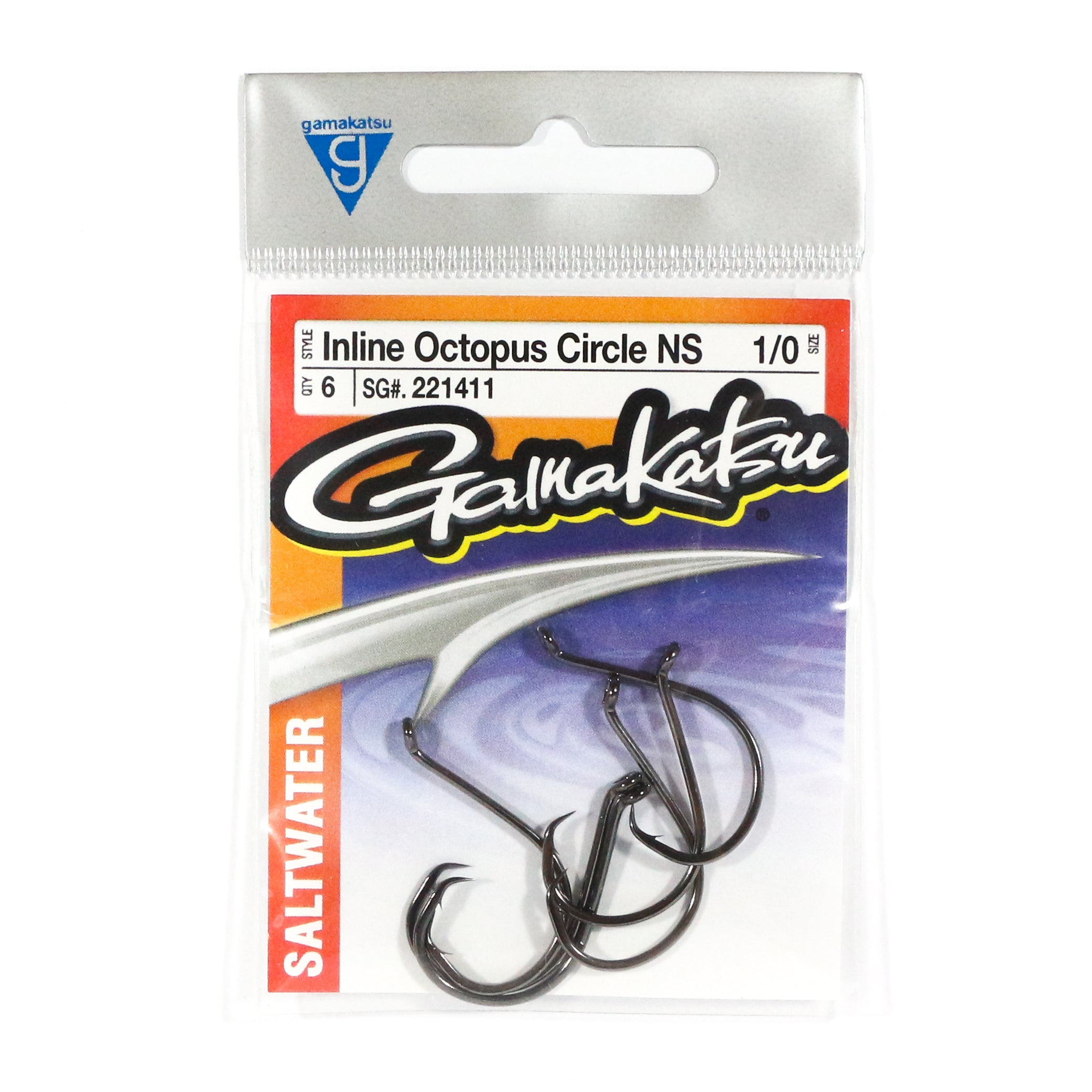 Gamakatsu Inline Octopus Hook Black Size 1/0 , 6 Per pack (1465)