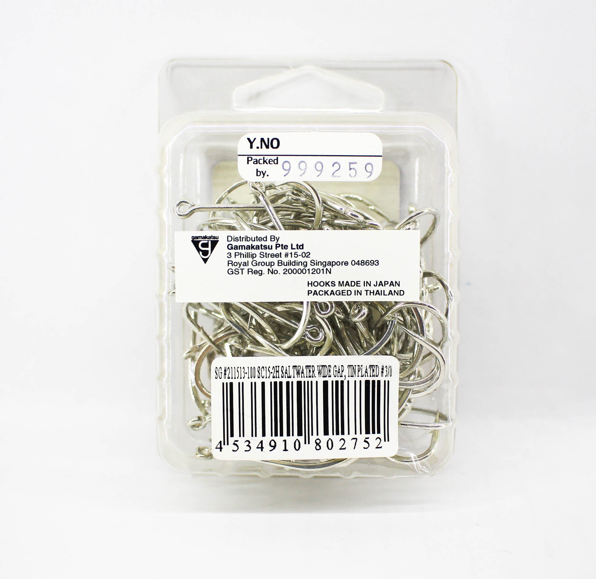 Gamakatsu 211513 SC15-2H Wide Gap Tin Plated Hook Size 3/0 ,100/pack (2752)