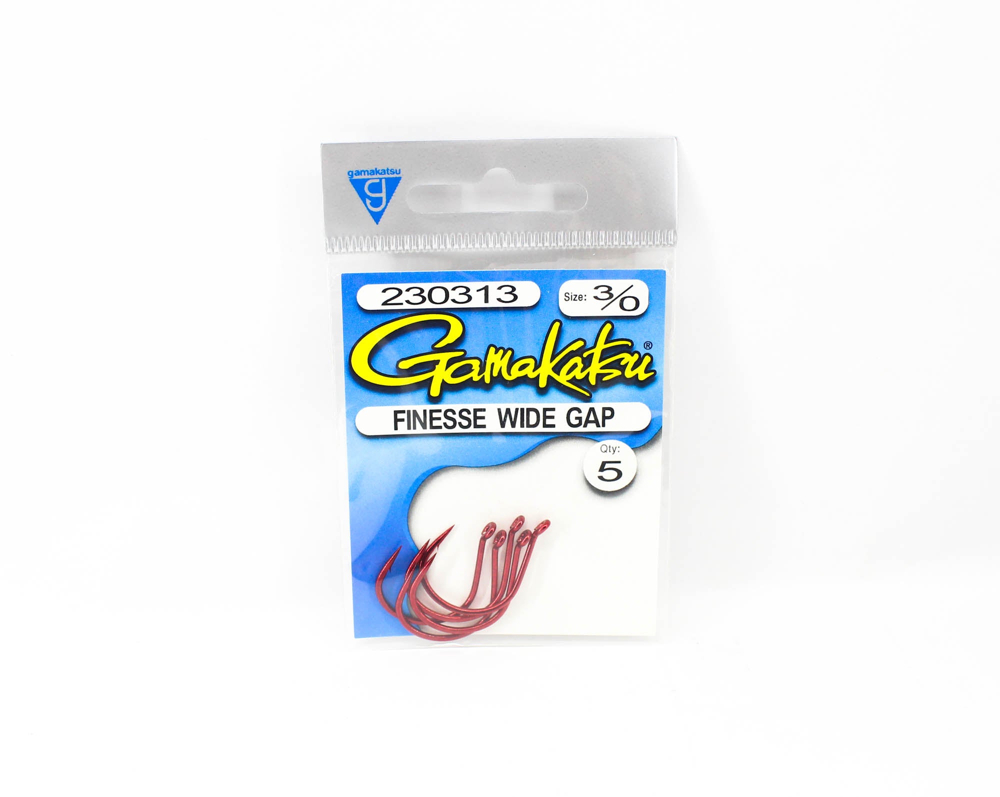 Gamakatsu 230313 Finesse Wide Gap Hook Red Size 3/0 , 5 per pack (5203)
