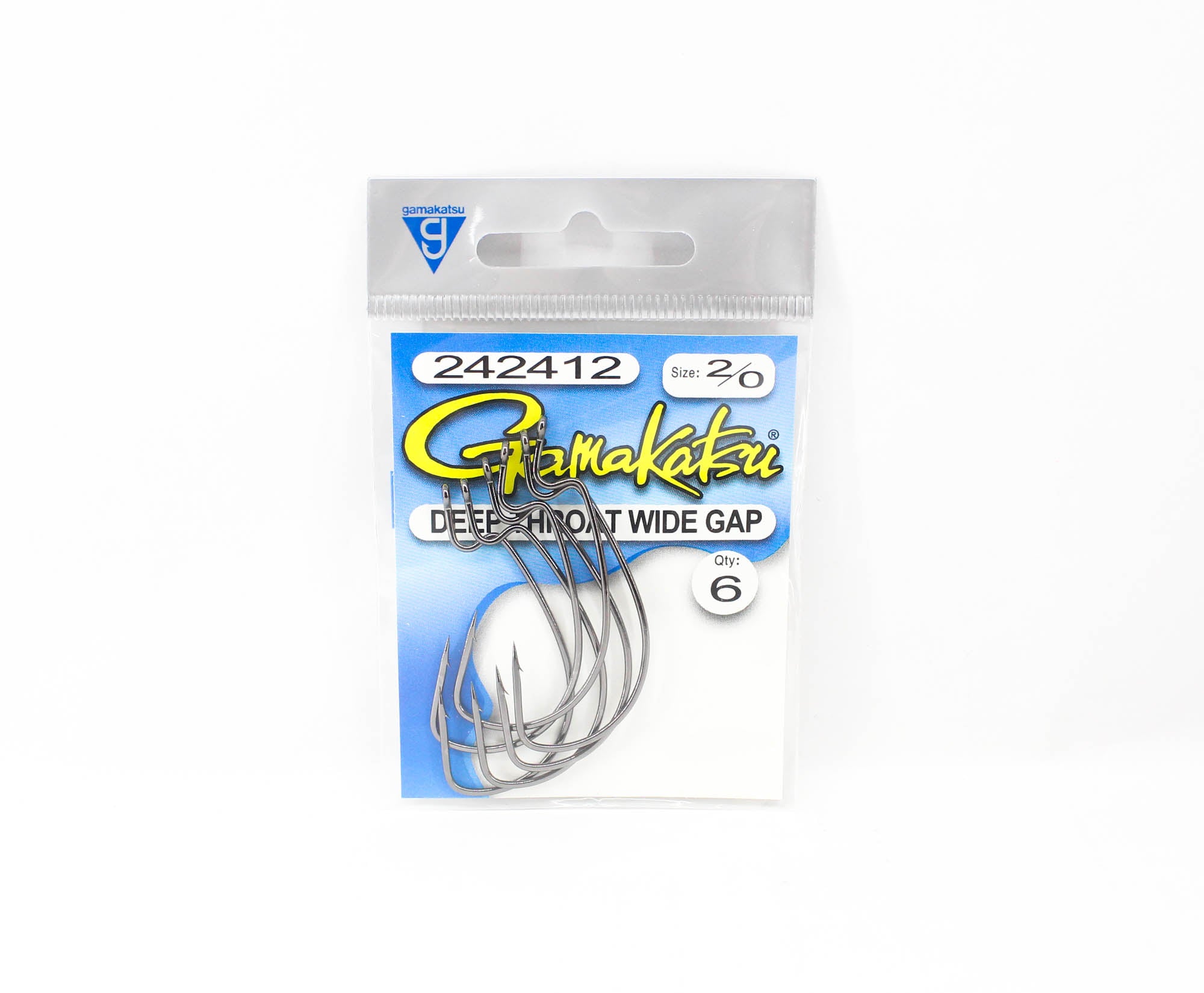 Gamakatsu 242412 Wide Gape Deep Throat Worm Hook NSB Size 2/0,6/pack (5692)