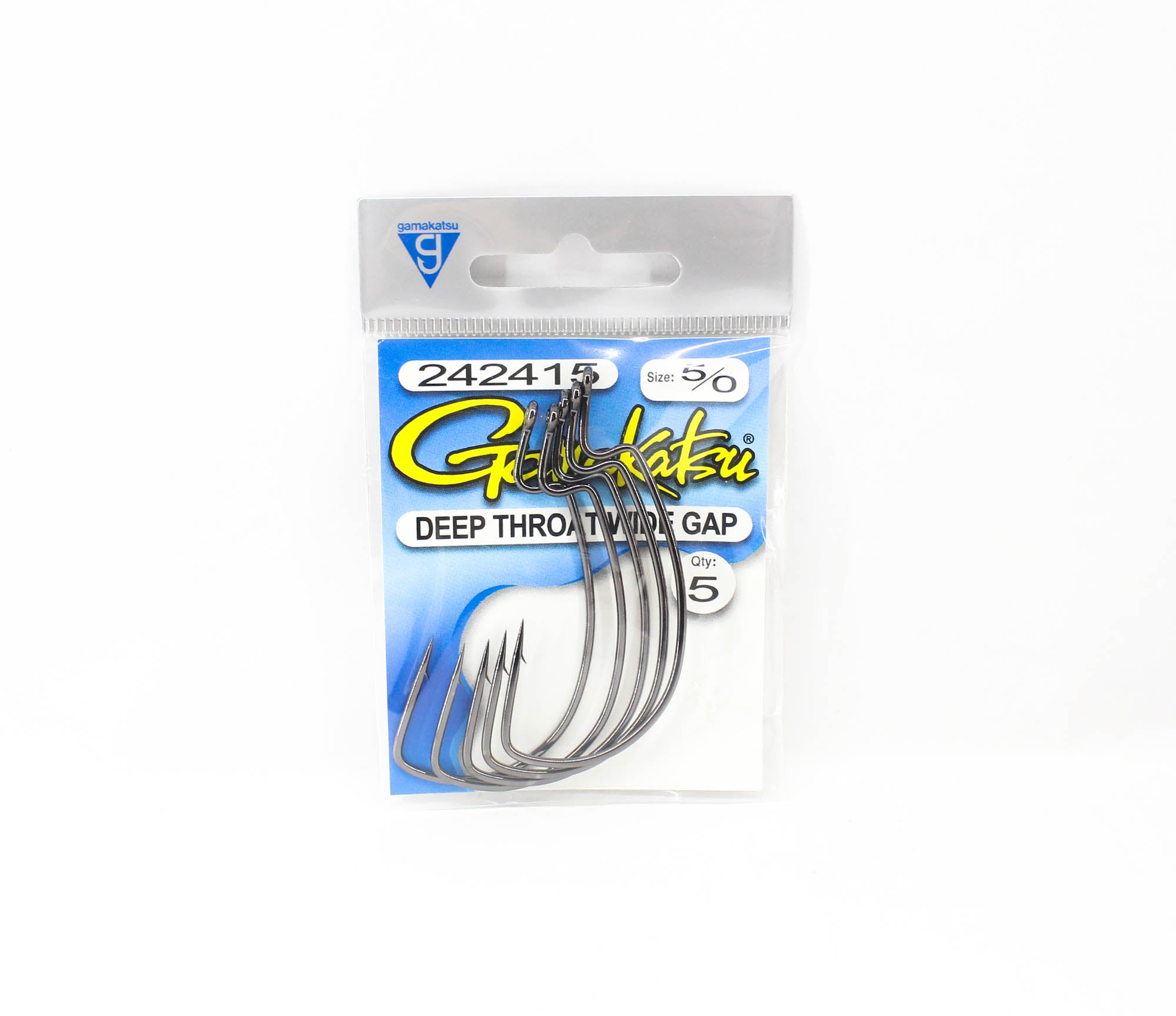 Gamakatsu 242415 Wide Gape Deep Throat Worm Hook NSB Size 5/0,5/pack (5722)