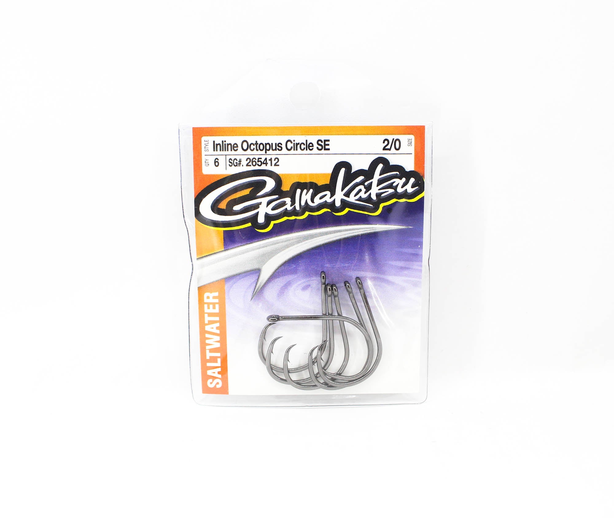 Gamakatsu 265412 Octopus Circle Inline SE Hook Size 2/0 , 6/pack (8396)