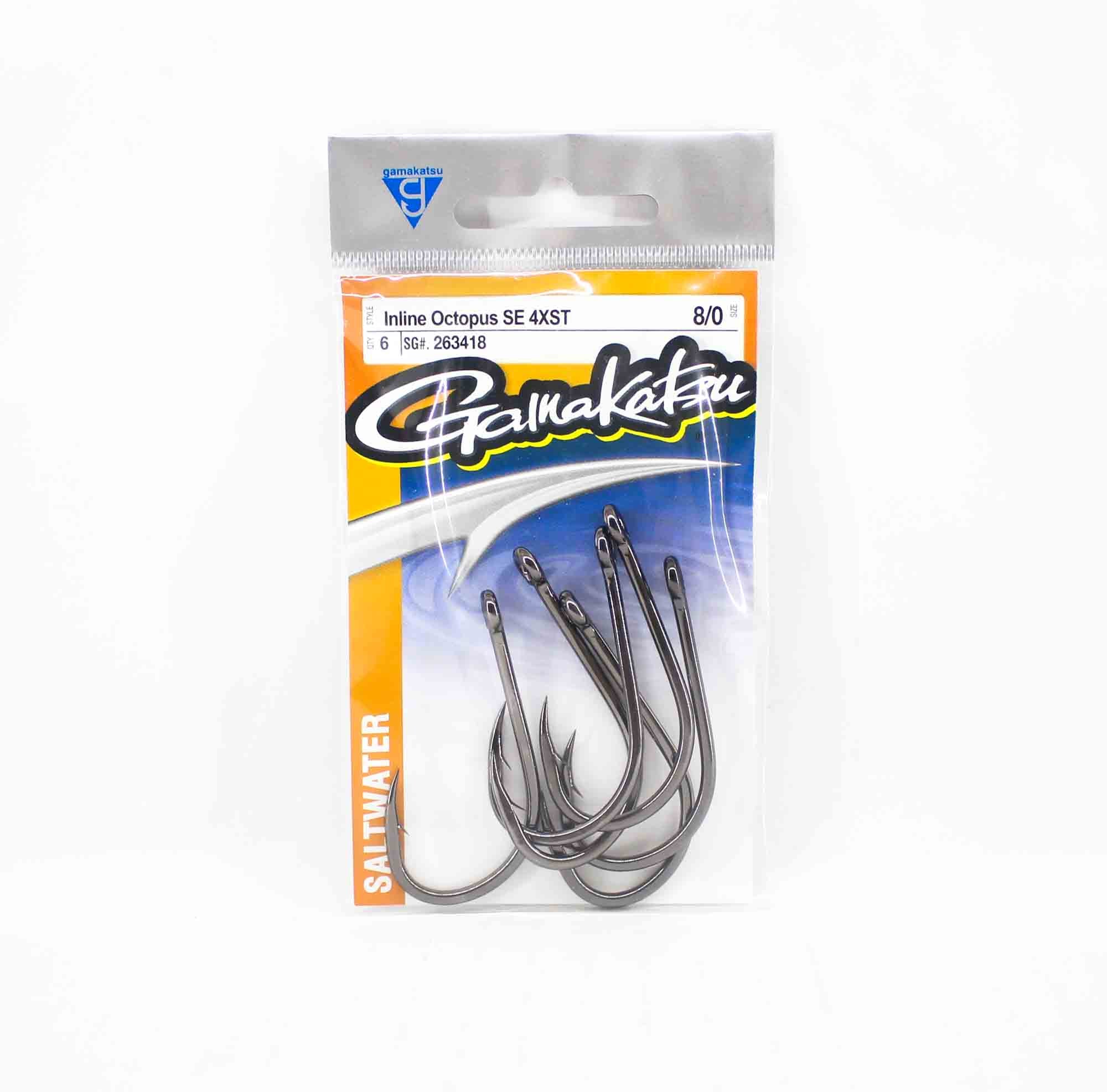 Gamakatsu 263418 Inline Octopus Hook Black Size 8/0 , 6 Per pack (8501)