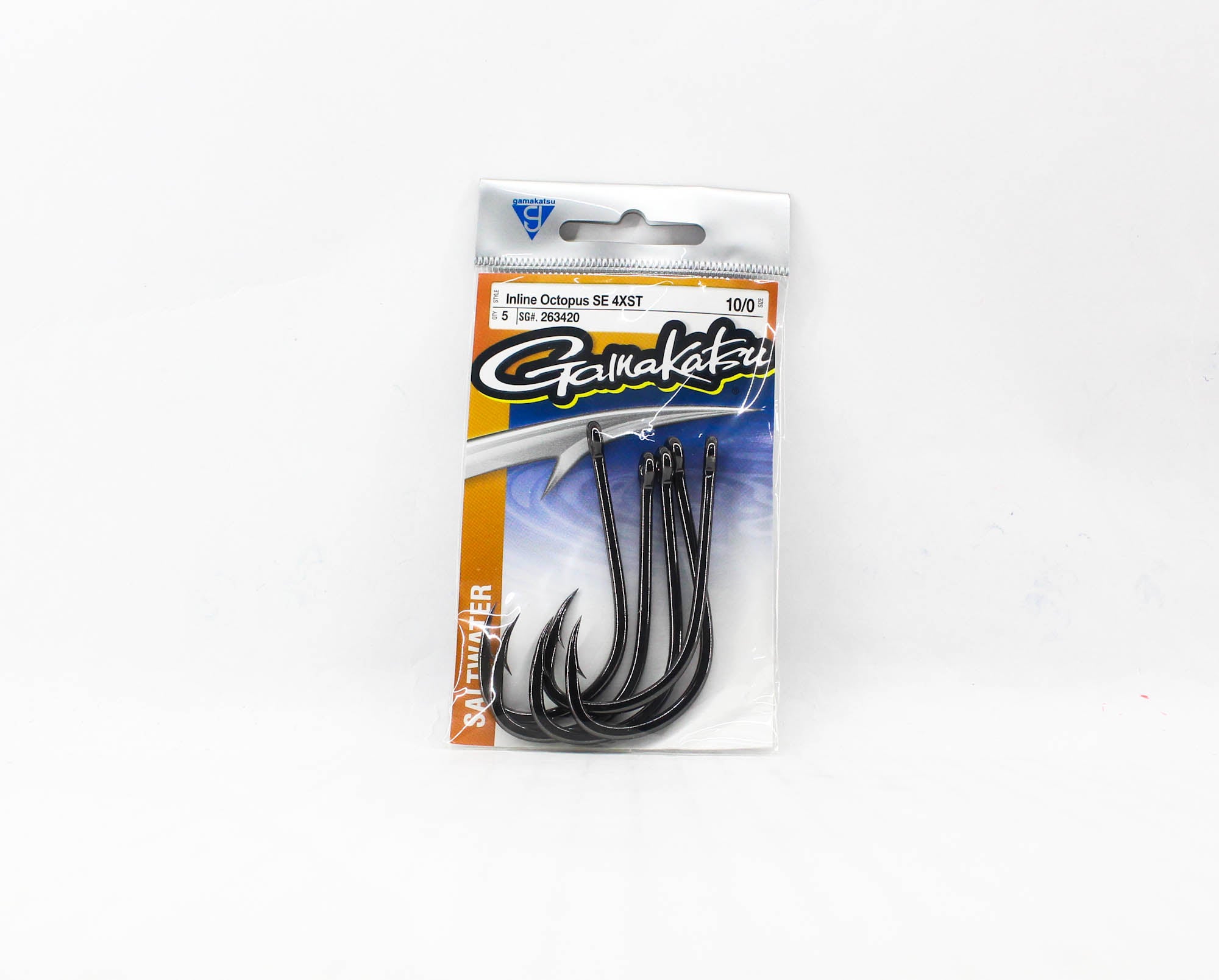 Gamakatsu Octopus Hook Straight Eye 4XS Inline Size 10/0 ,5 per pack (8525)