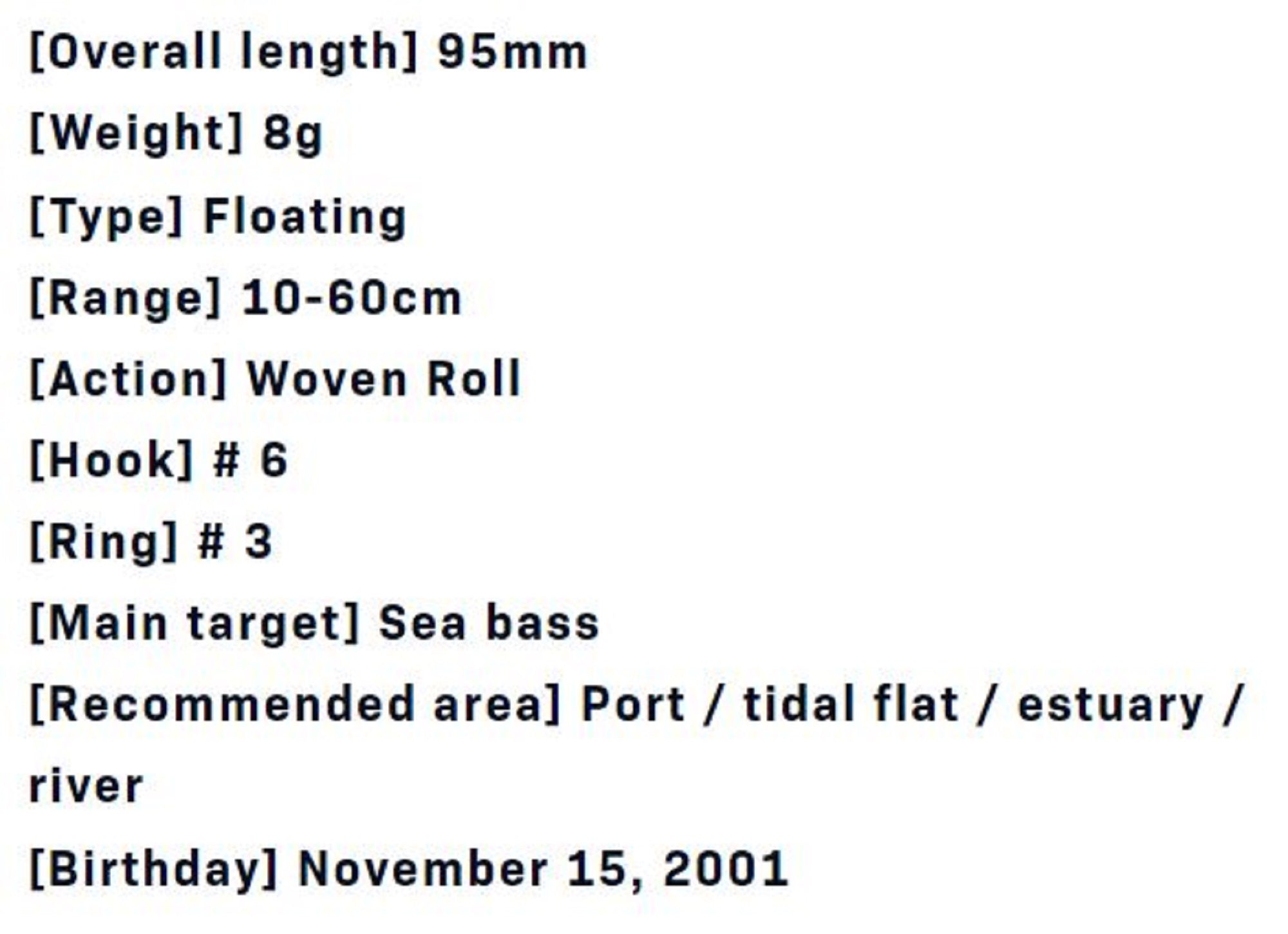 Ima Sasuke SF 95 mm Floating Lure 206 (5792)
