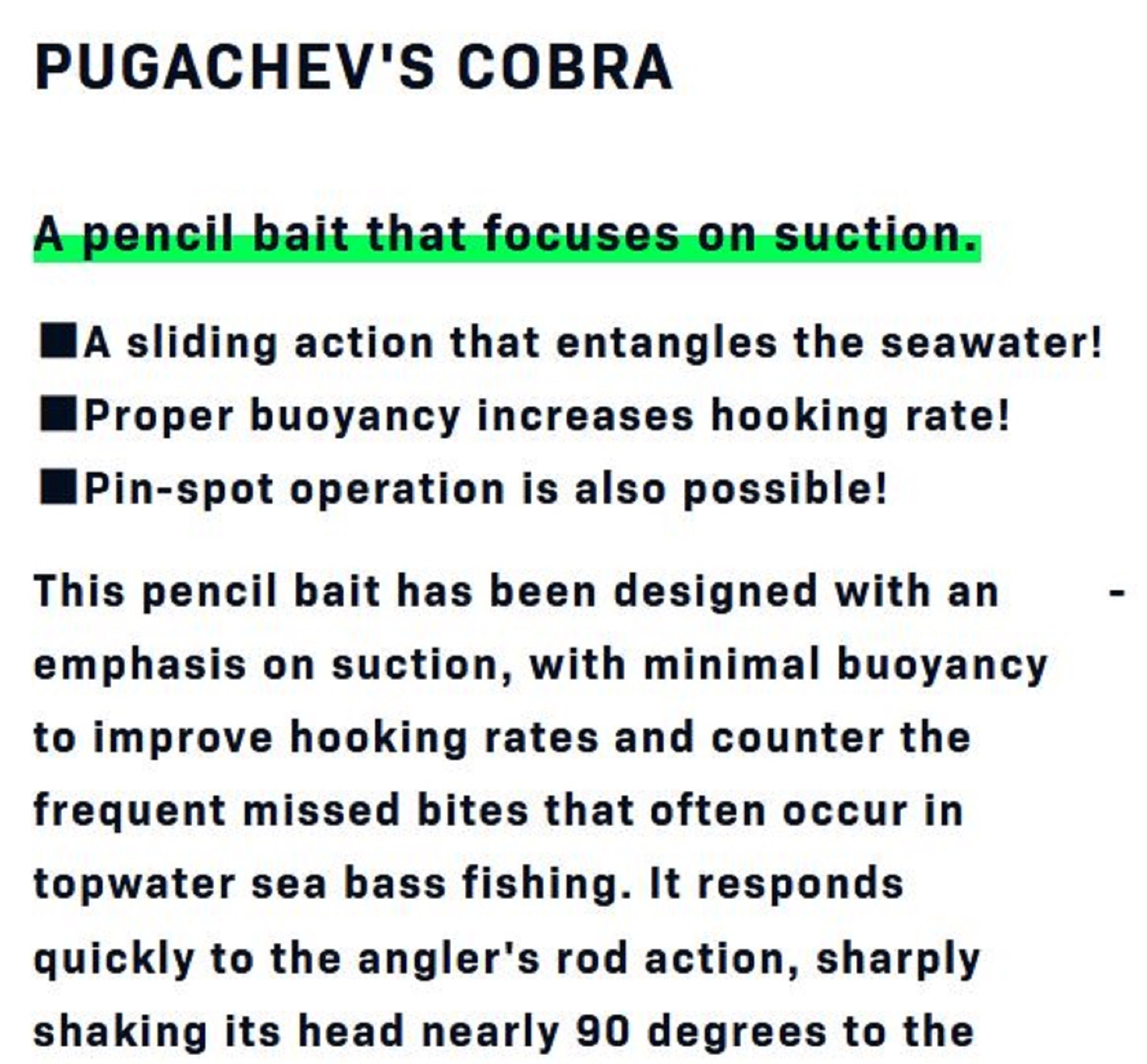 Ima Pugachev's Cobra 90 Floating Lure 007 (9063)