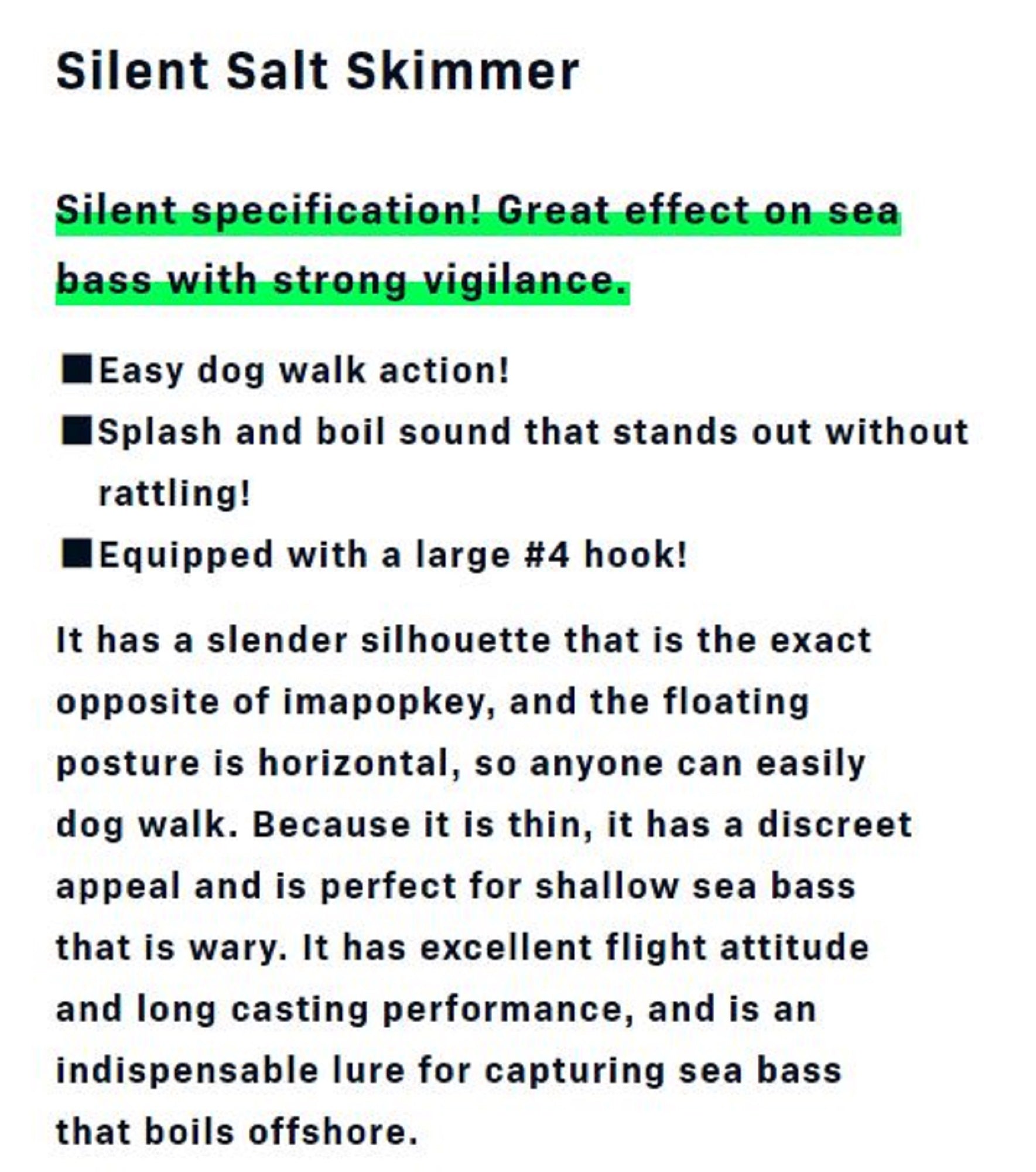 Ima Skimmer Salt 110 Pencil Floating Lure 105 (2590)