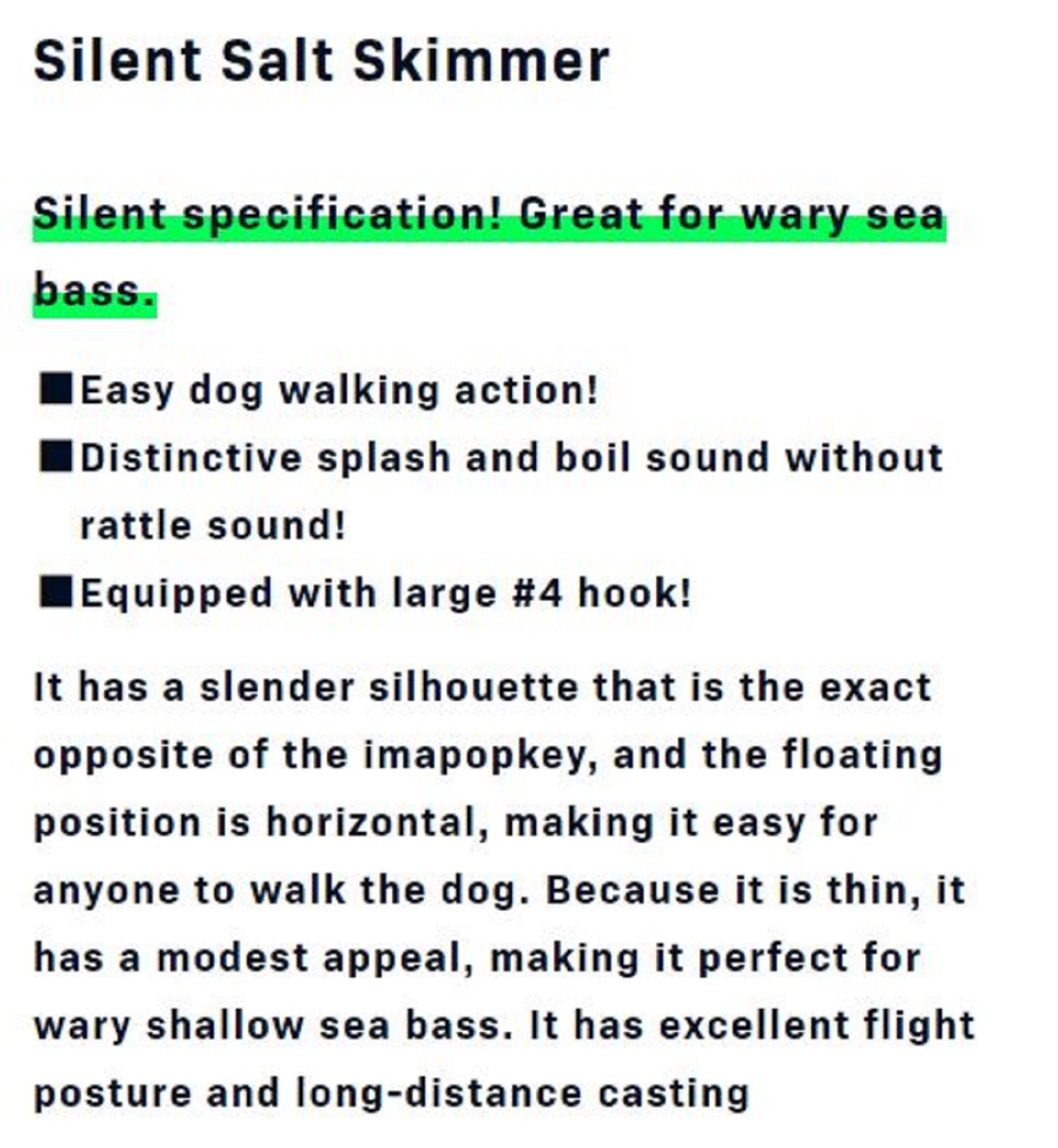 Ima Skimmer Salt 110 Pencil Floating Lure 108 (2620)