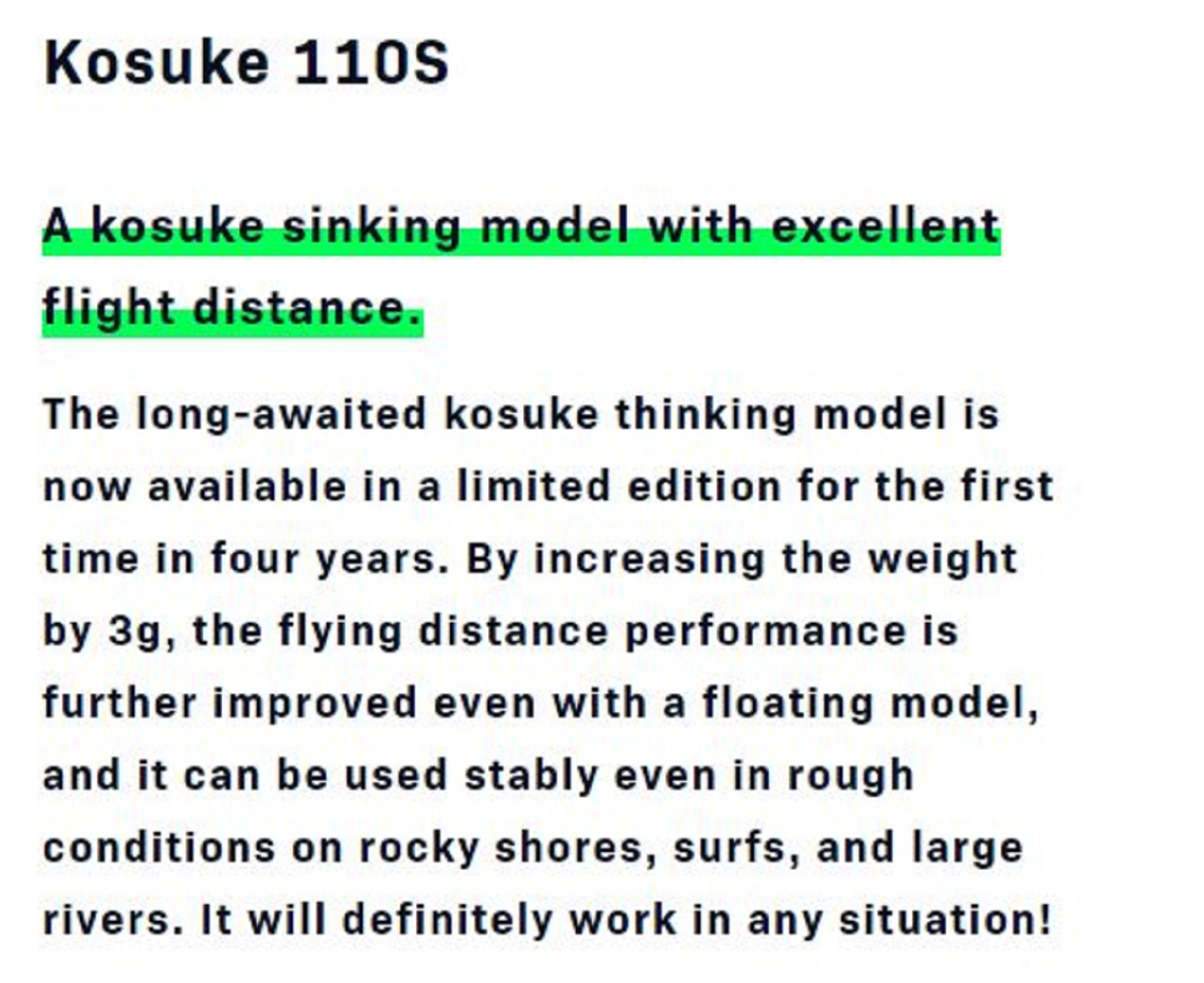 Vente Ima Kosuke 110S Naufrage Leurre X5300 (4716 Vente Ima Kosuke 110S Naufrage Leurre X5300 (4716
