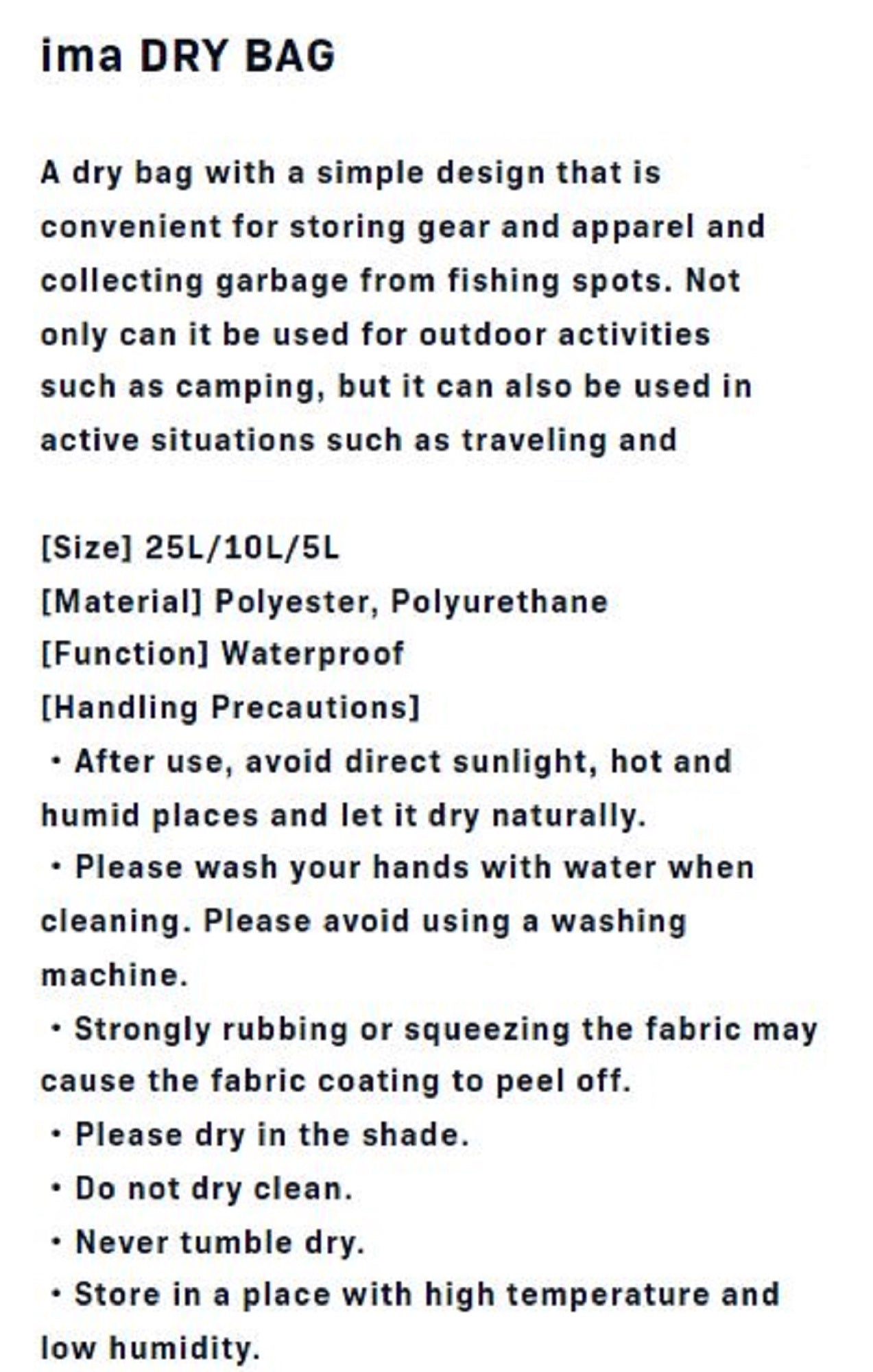 Ima Dry Bag 25 Litres B003 Black (6307)