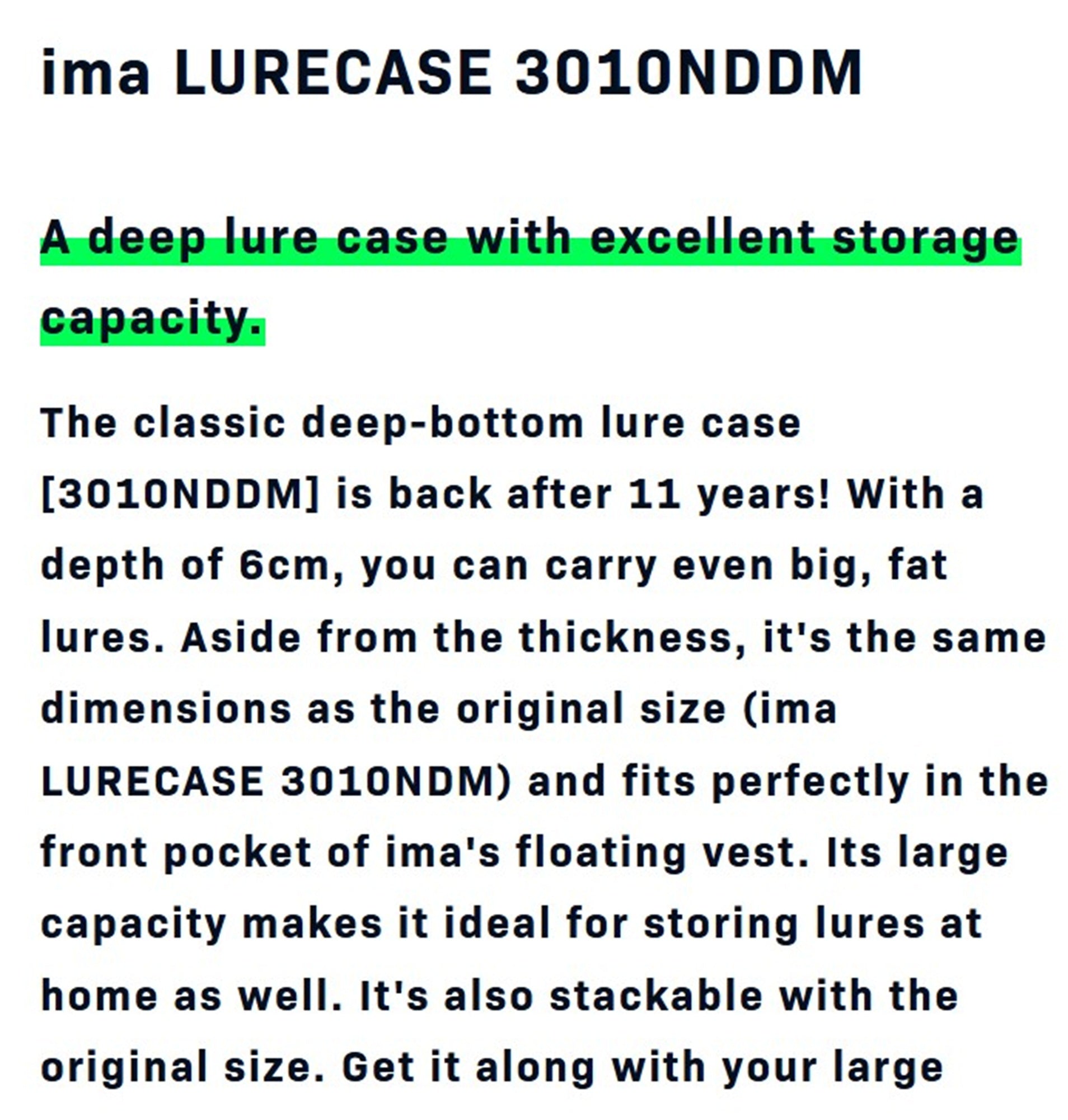Ima 3010 NDDM Tackle Lure Box Case Original 205 x 145 x 60mm Green (1171)