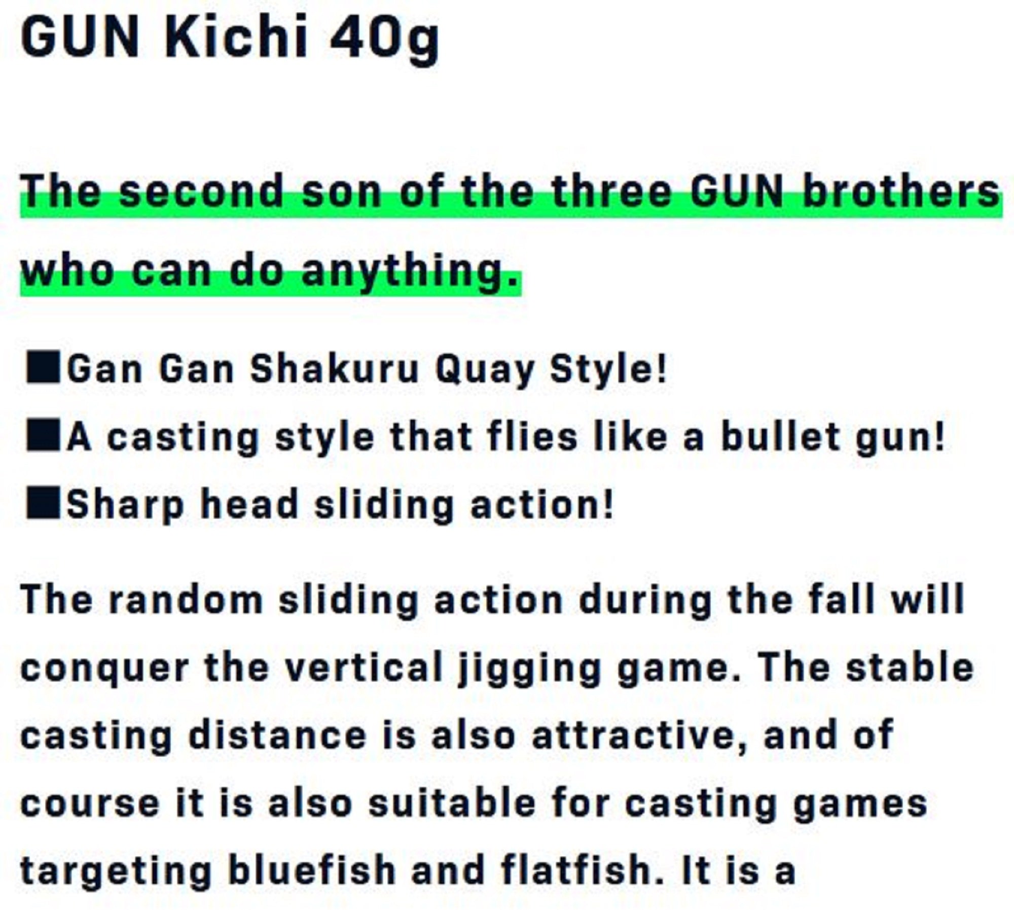 Ima Metal Jig Gun Kichi 40 grams Z3114 (1188)