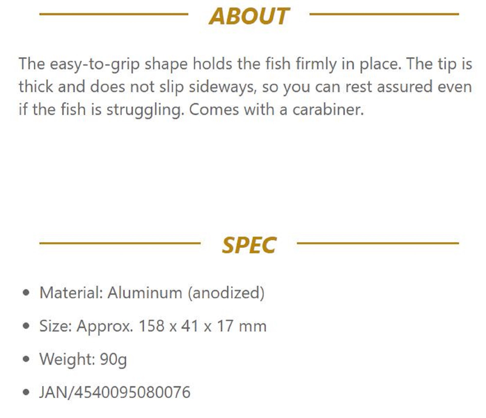 Belmont MR-007 Fish Grip Mini Aluminium 158 x 41 x 17mm Red (0076)