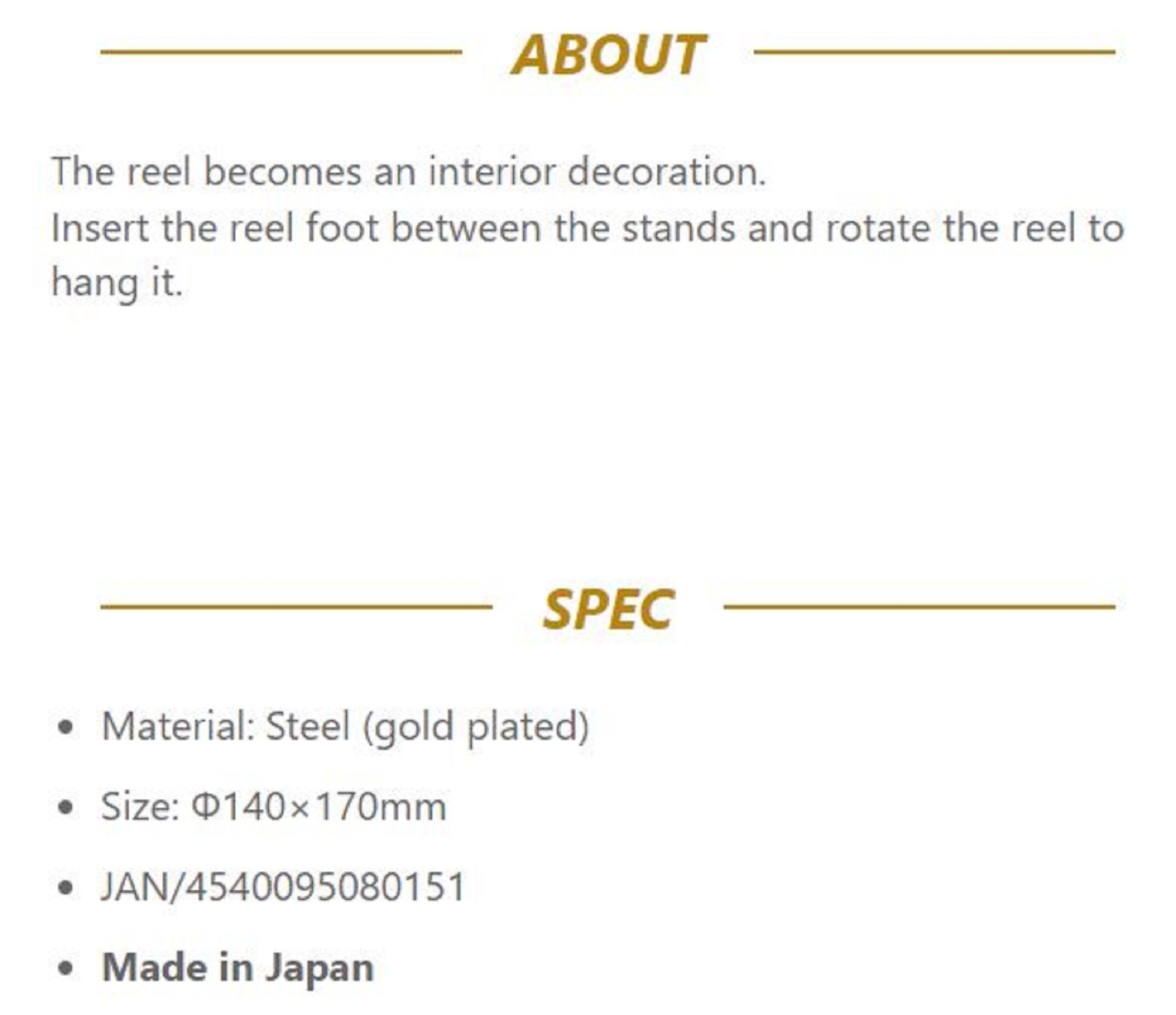 Belmont MR-15 Spinning Reel Stand 170mm Gold (0151)