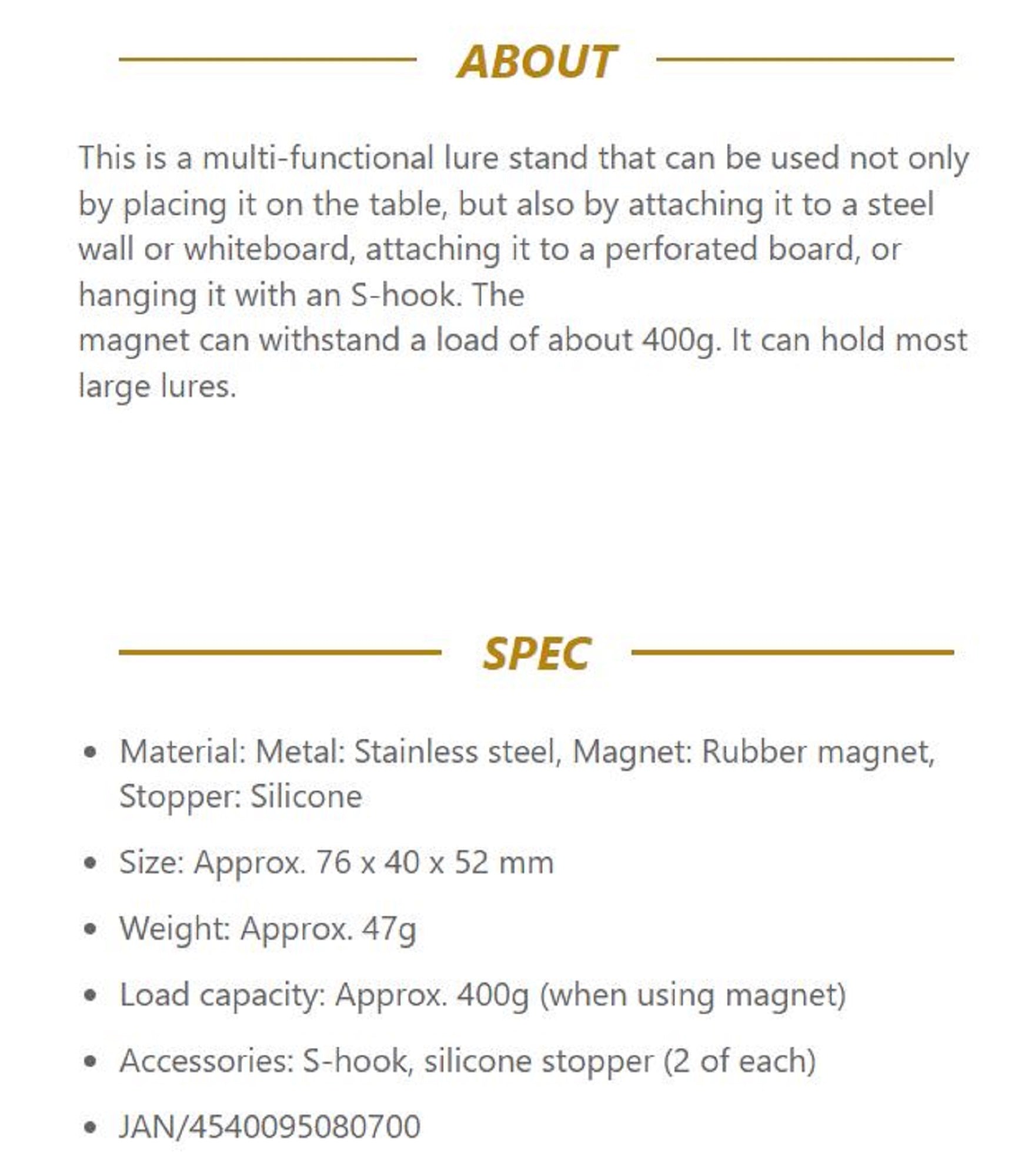 Belmont MR-070 Lure Display Stand 76 x 40 x 52mm (0700)