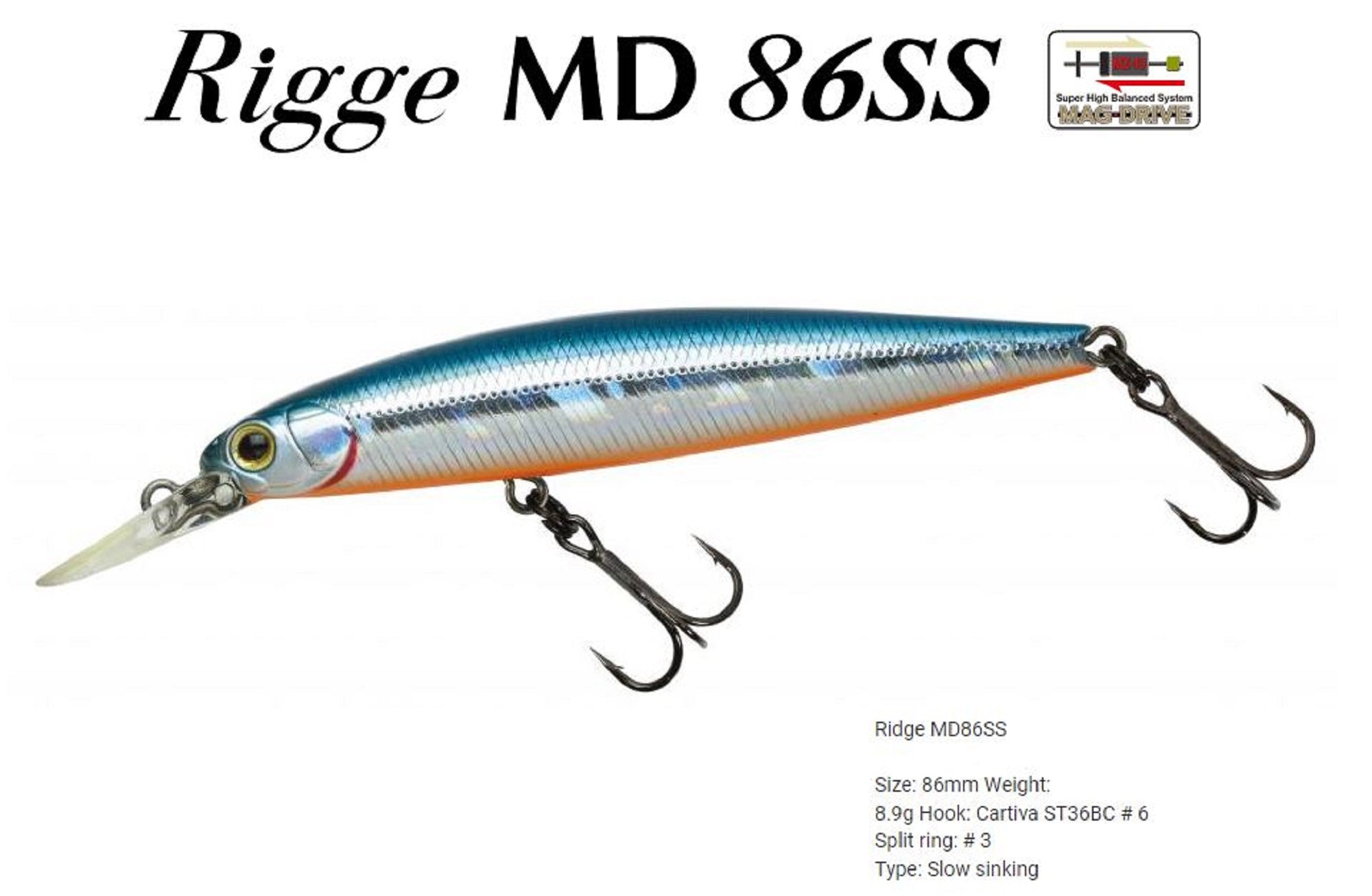 Zipbaits Rigge MD 86SS Slow Sinking Lure 975 (1488)