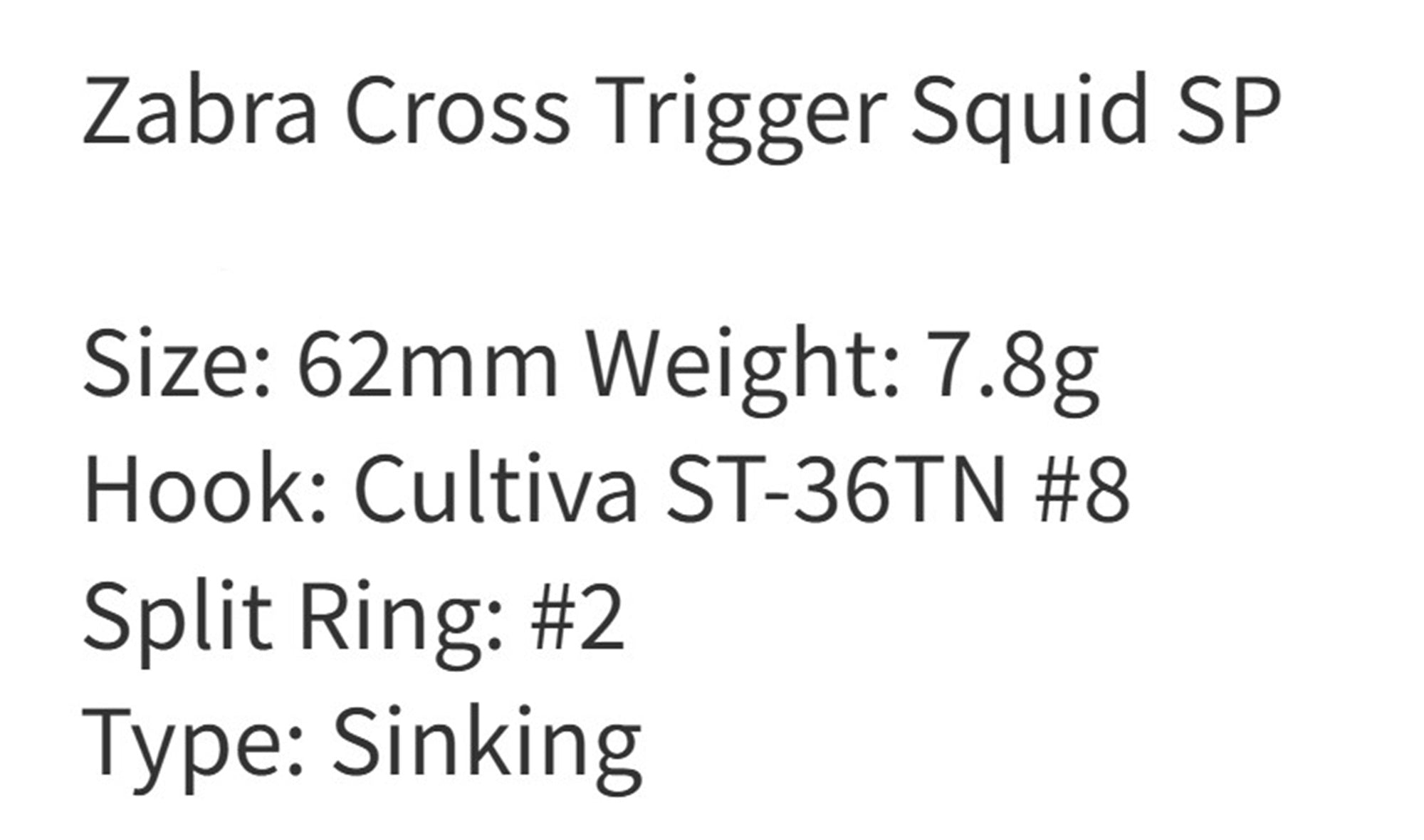 Zipbaits ZBL X Trigger Squid 62 mm 7.8 grams Sinking Lure L-135 (0629)