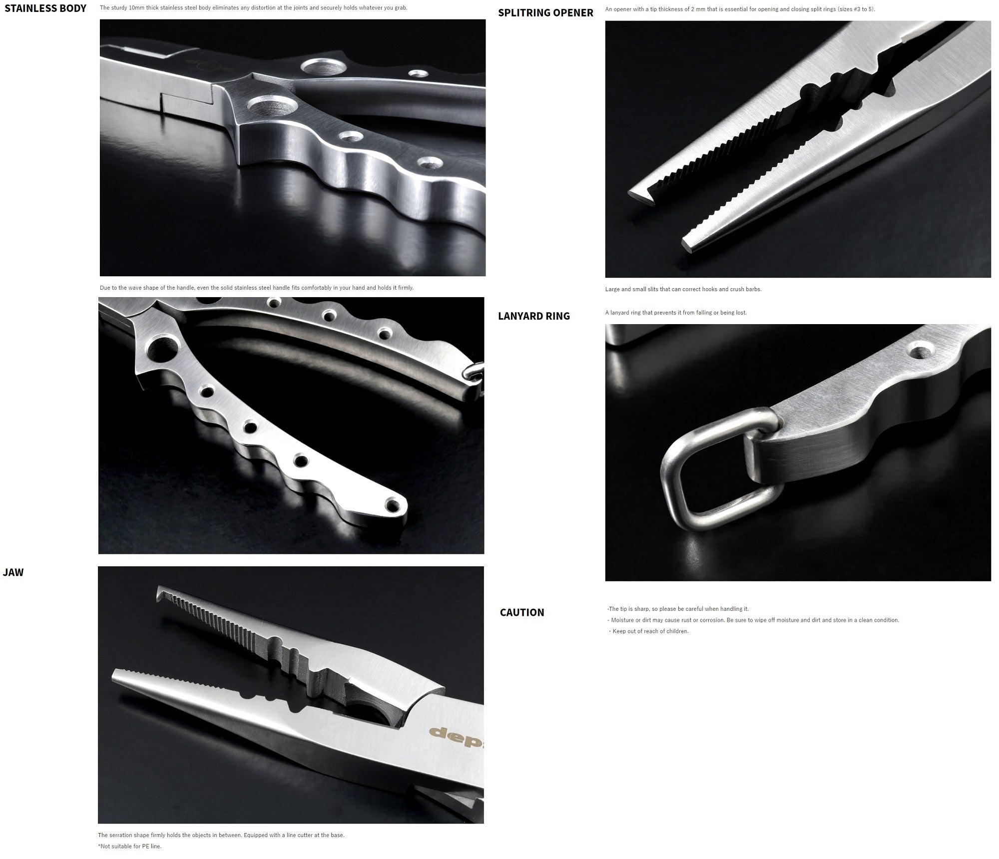 Deps Pliers Stainless Steel Split Ring 3-5 180mm 195grams (4982)