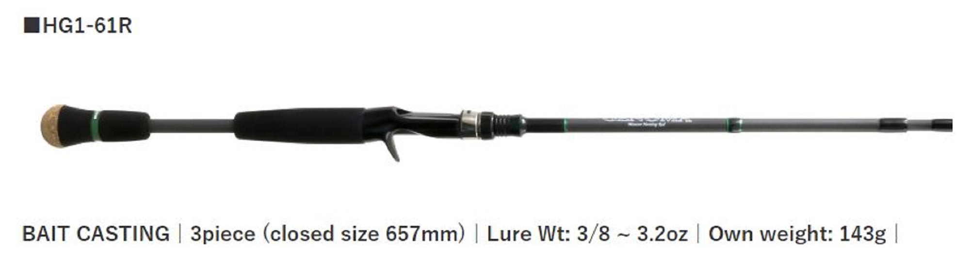 Deps Rod Baitcast Huge Custom Genoma HG1-61R 3 piece (2711)