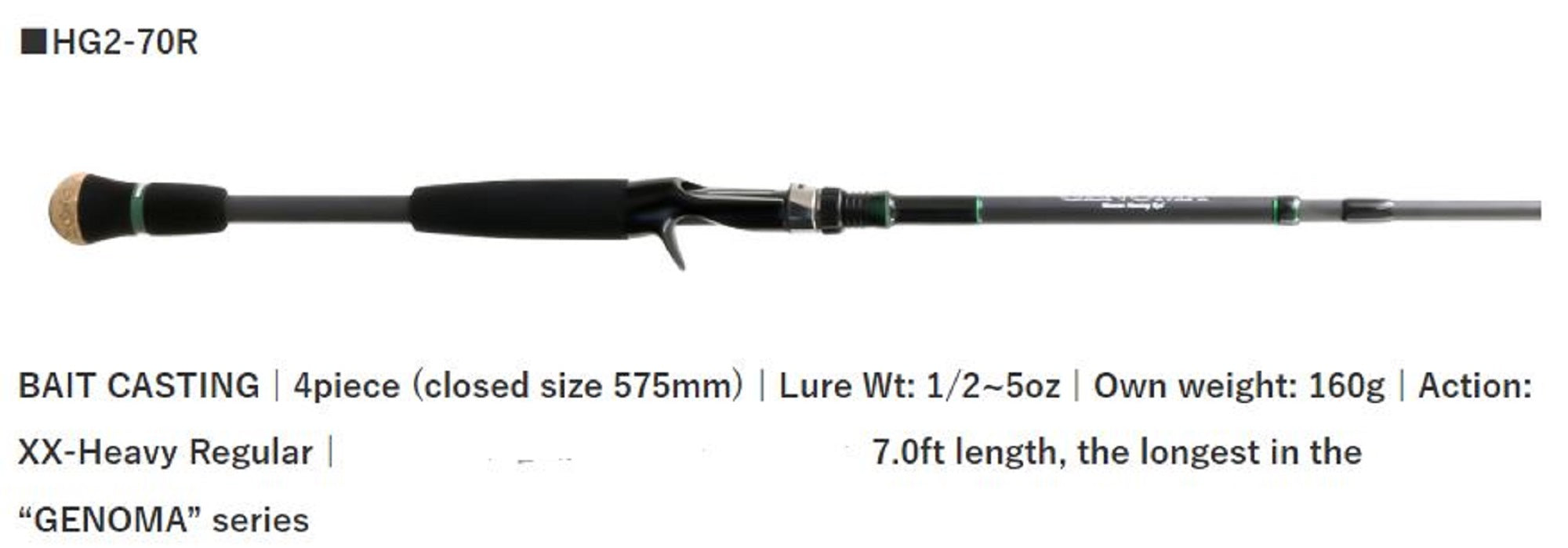 Deps Rod Baitcast Huge Custom Genoma HG2-70R 4 piece (2735)