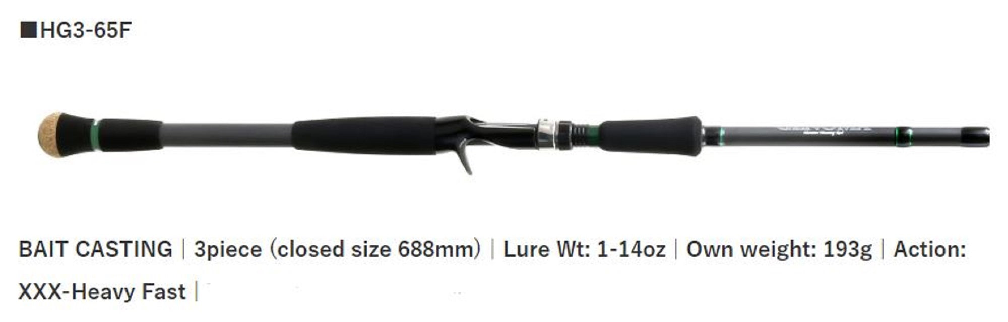 Deps Rod Baitcast Huge Custom Genoma HG3-65F 3 piece (2742)