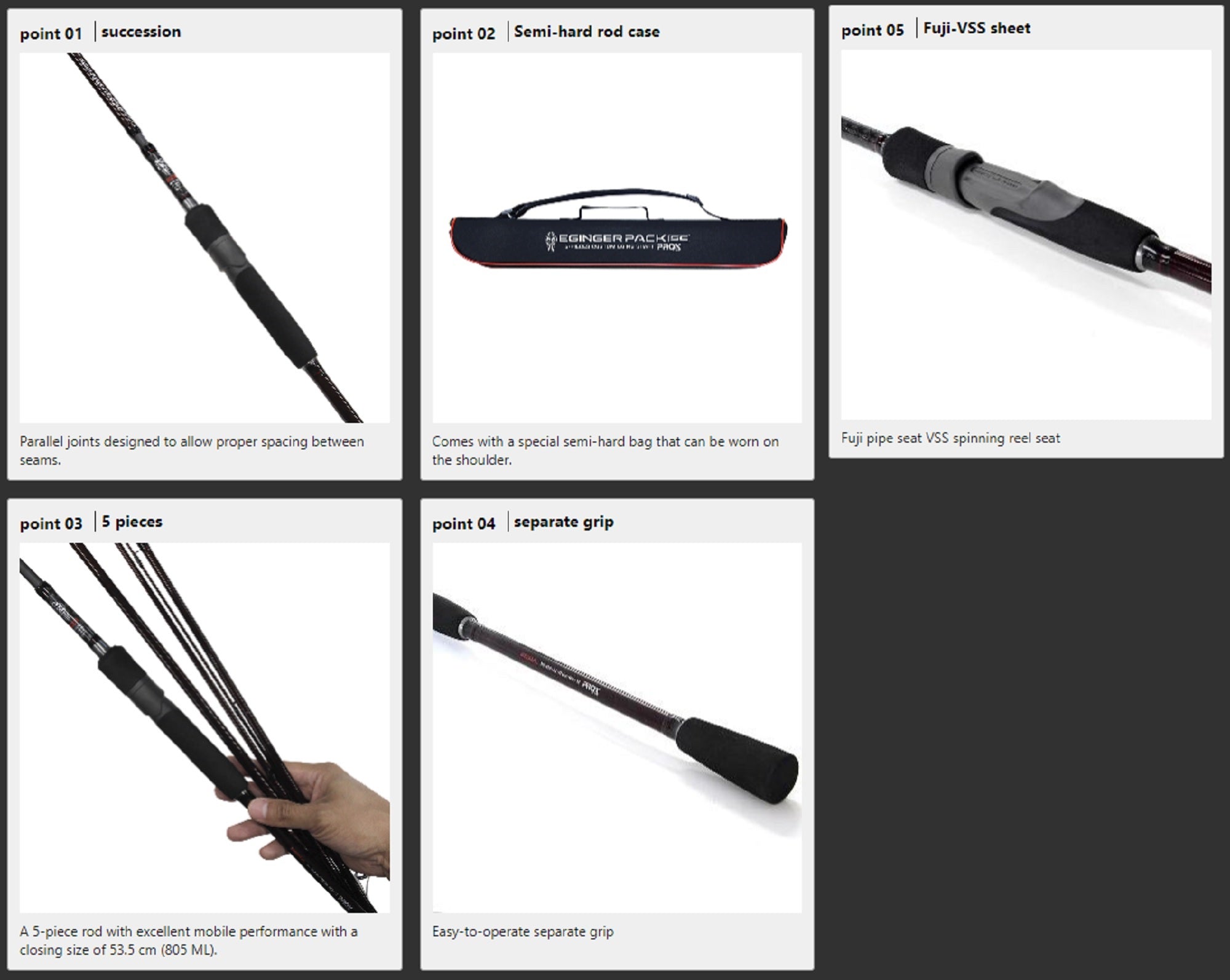 Prox Spinning Rod EPS865 ML Eginger Pack 5 piece rod (6175)