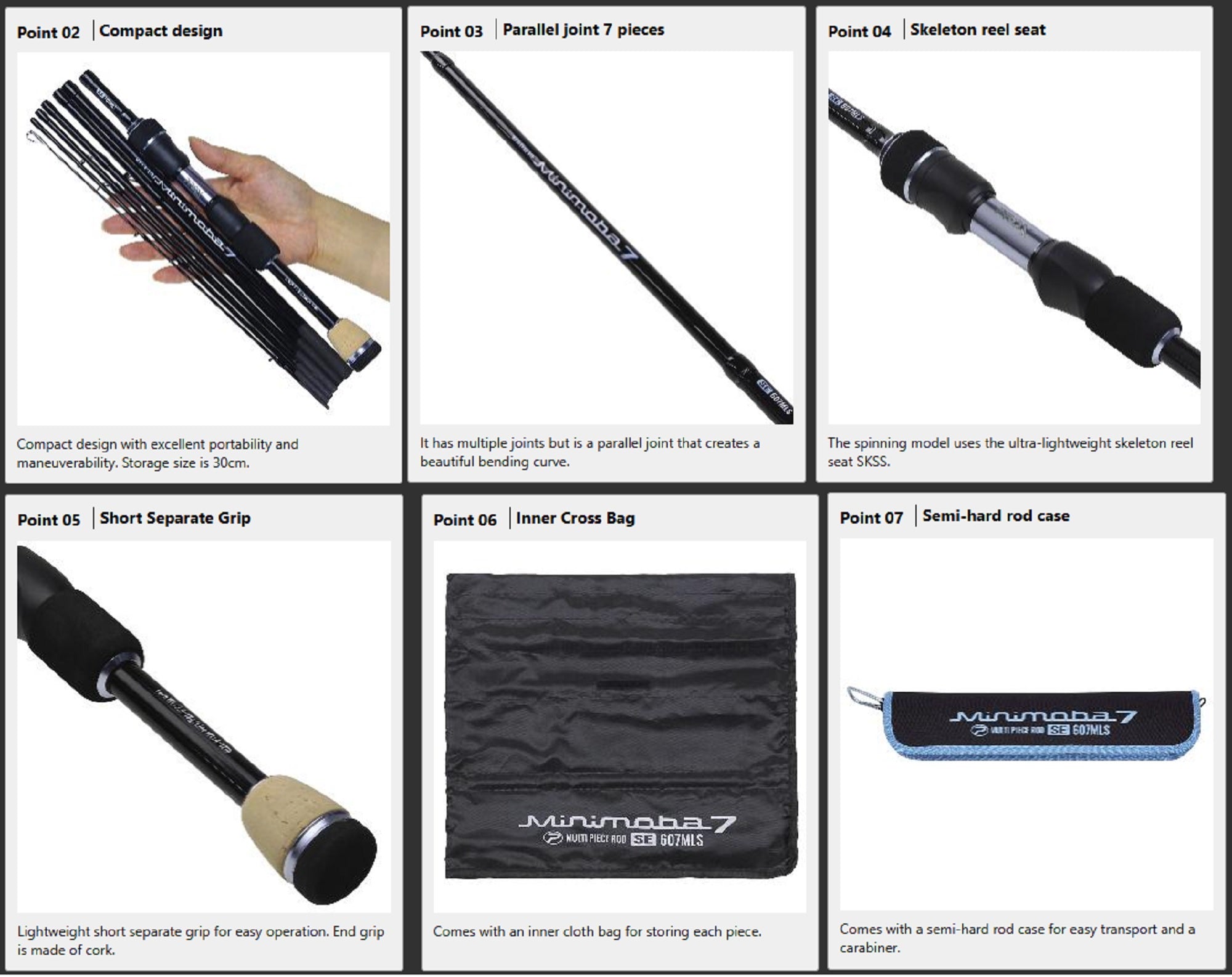 Prox Rod Spinning MM7S607MLS 1.82m Minimoba 7 Piece Rod (7196)