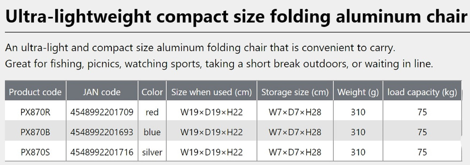 Prox PX870B Folding Stool Max Load 75Kg Blue (1693)