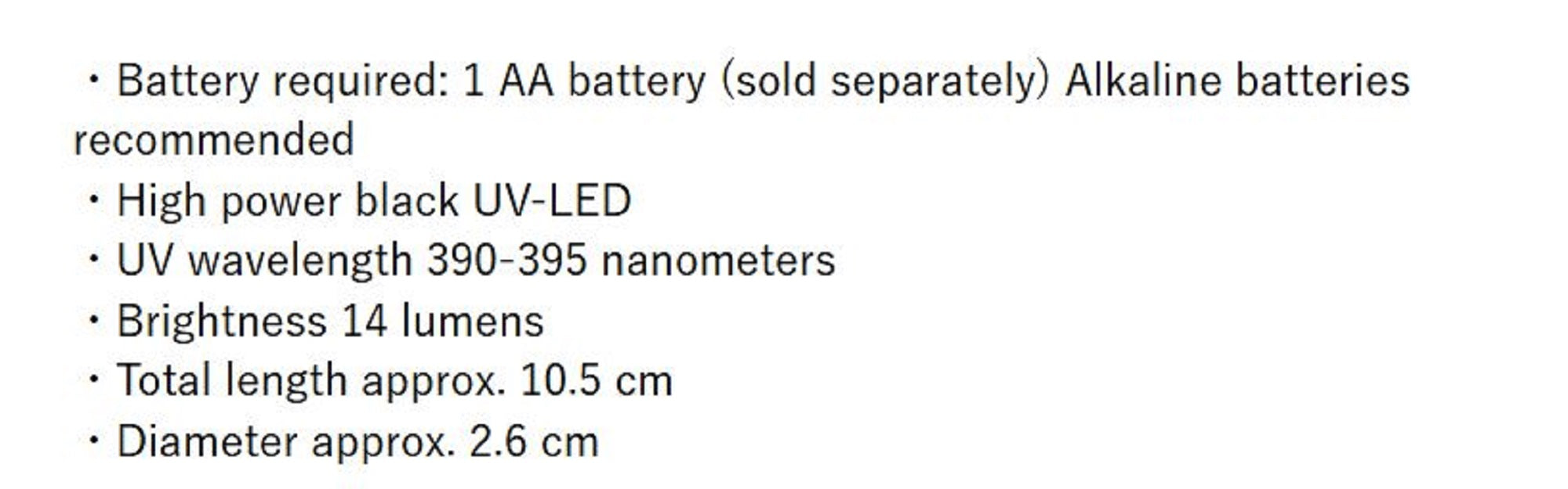 Prox PX9184GB UV LED Light AA Battery Operated 105 x 26mm Purple (3863)