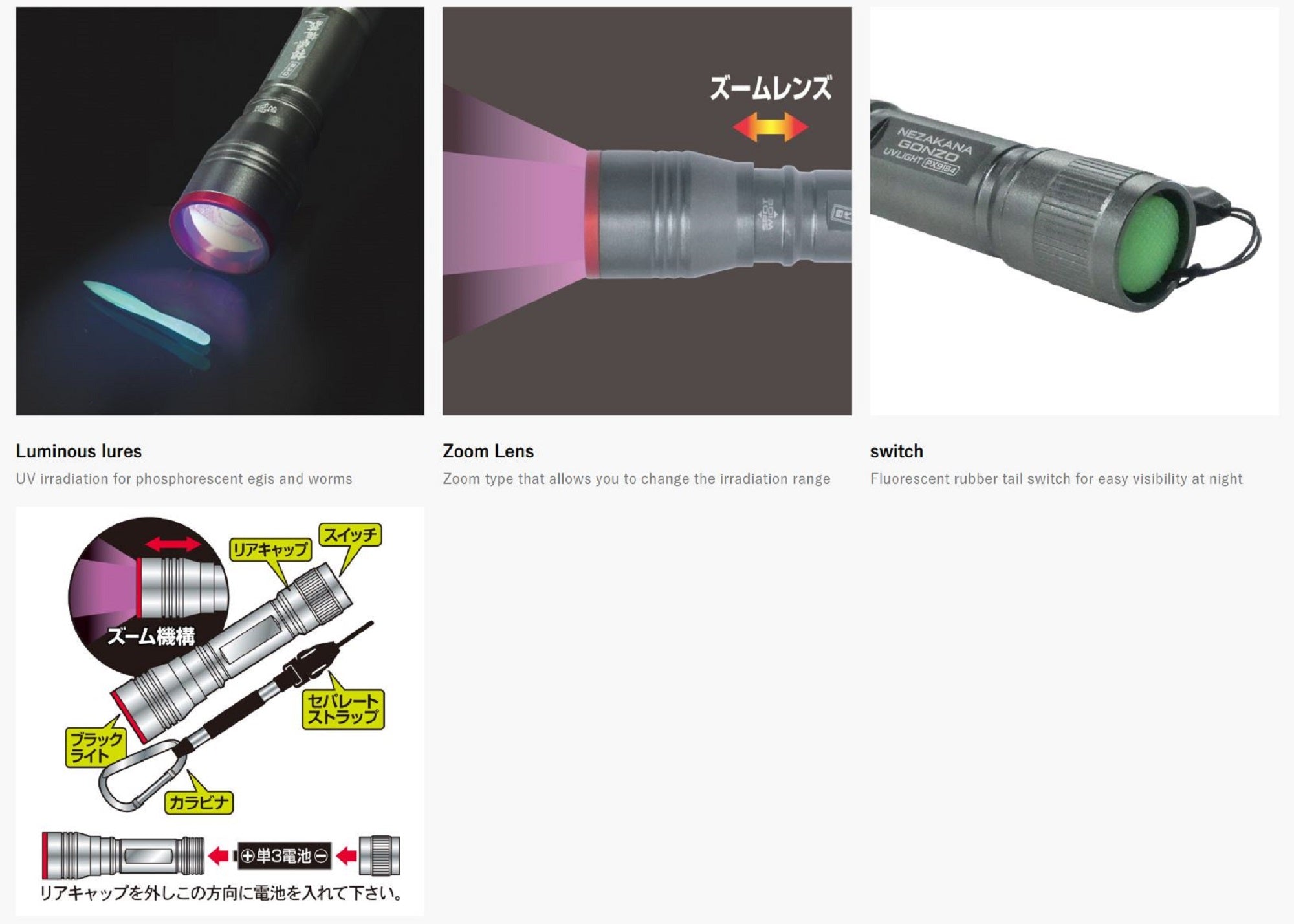 Prox PX9184GB UV LED Light AA Battery Operated 105 x 26mm Red (3870)