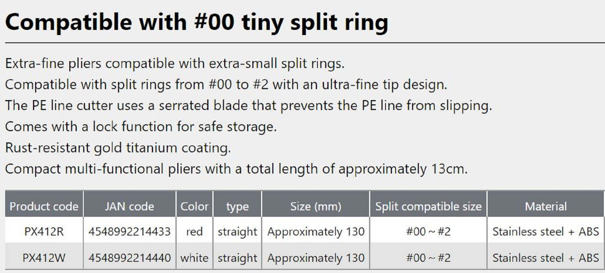 Prox PX412R Pliers Split Ring Extra Fine Size 00-2 Red (4433)