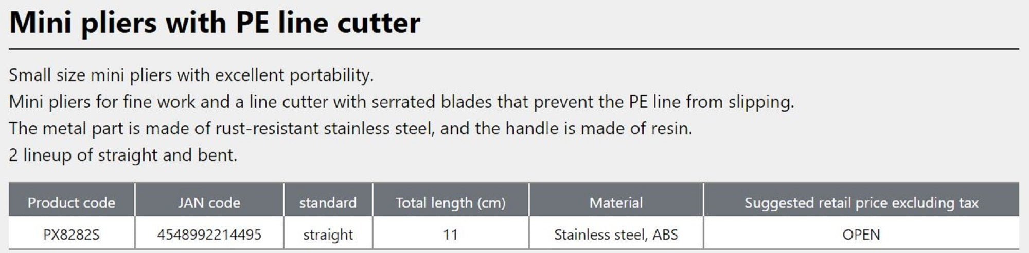 Prox PX8282S Straight Tip Scissor Pliers 12 cm (4495)
