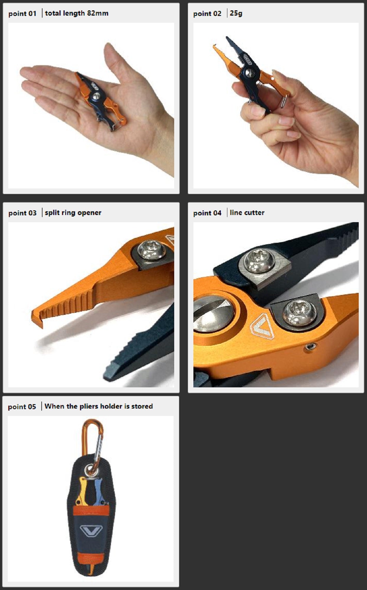 Prox Viceo VC2110N Mini Split Ring Pliers P.E Cutter 82mm Orange (8813)