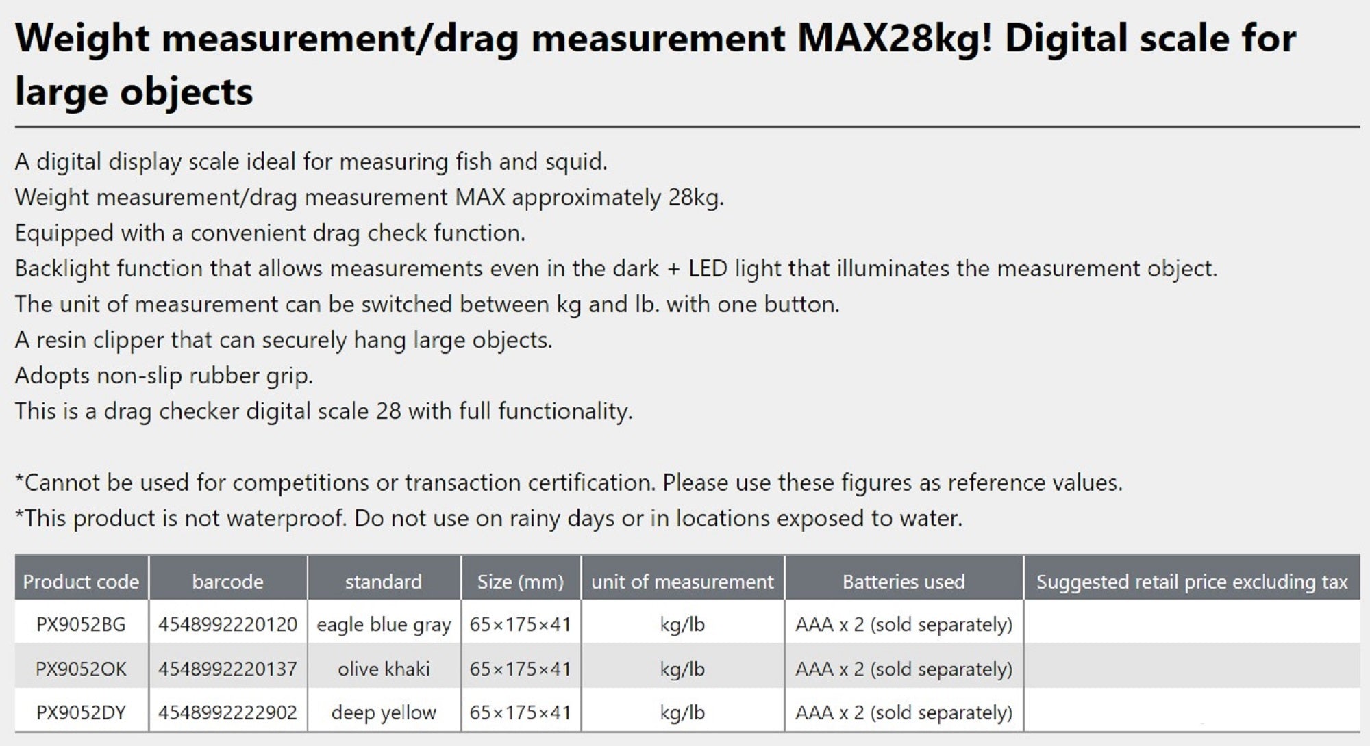 Prox PX9052BG Drag Checker Digital Scale 28kg Grey (0120)