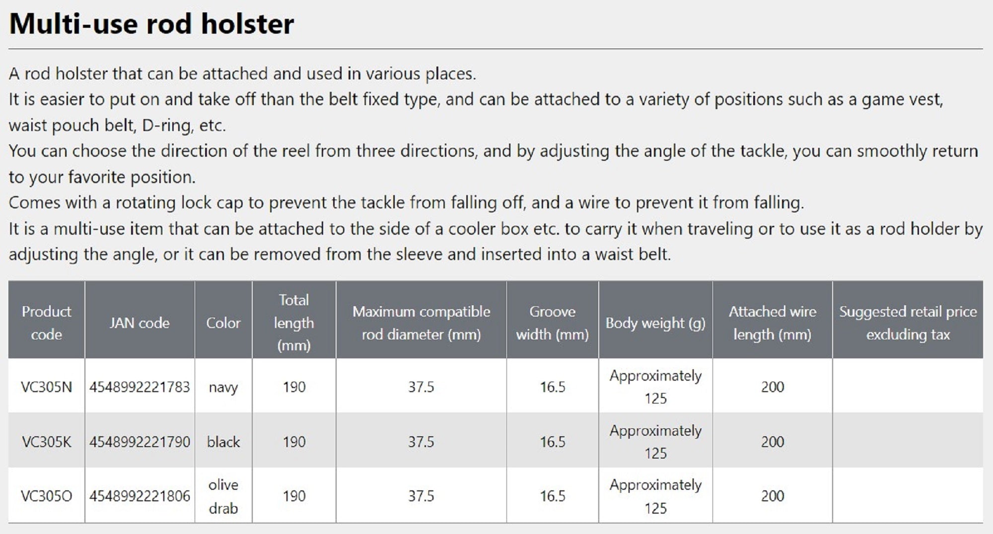 Prox Viceo VC305O Rod Holster Turn Lock Multi Use Olive (1806)