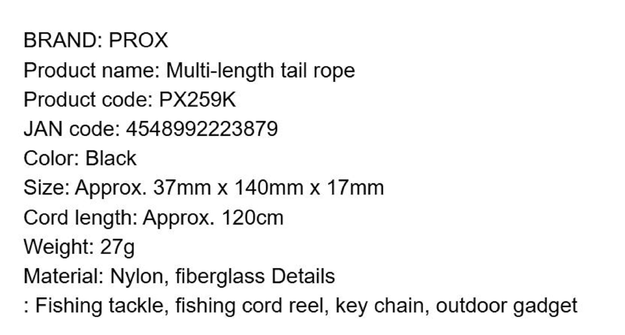 Prox PX259K Multi Length Carabiner Rope 1.2m Black (3879)