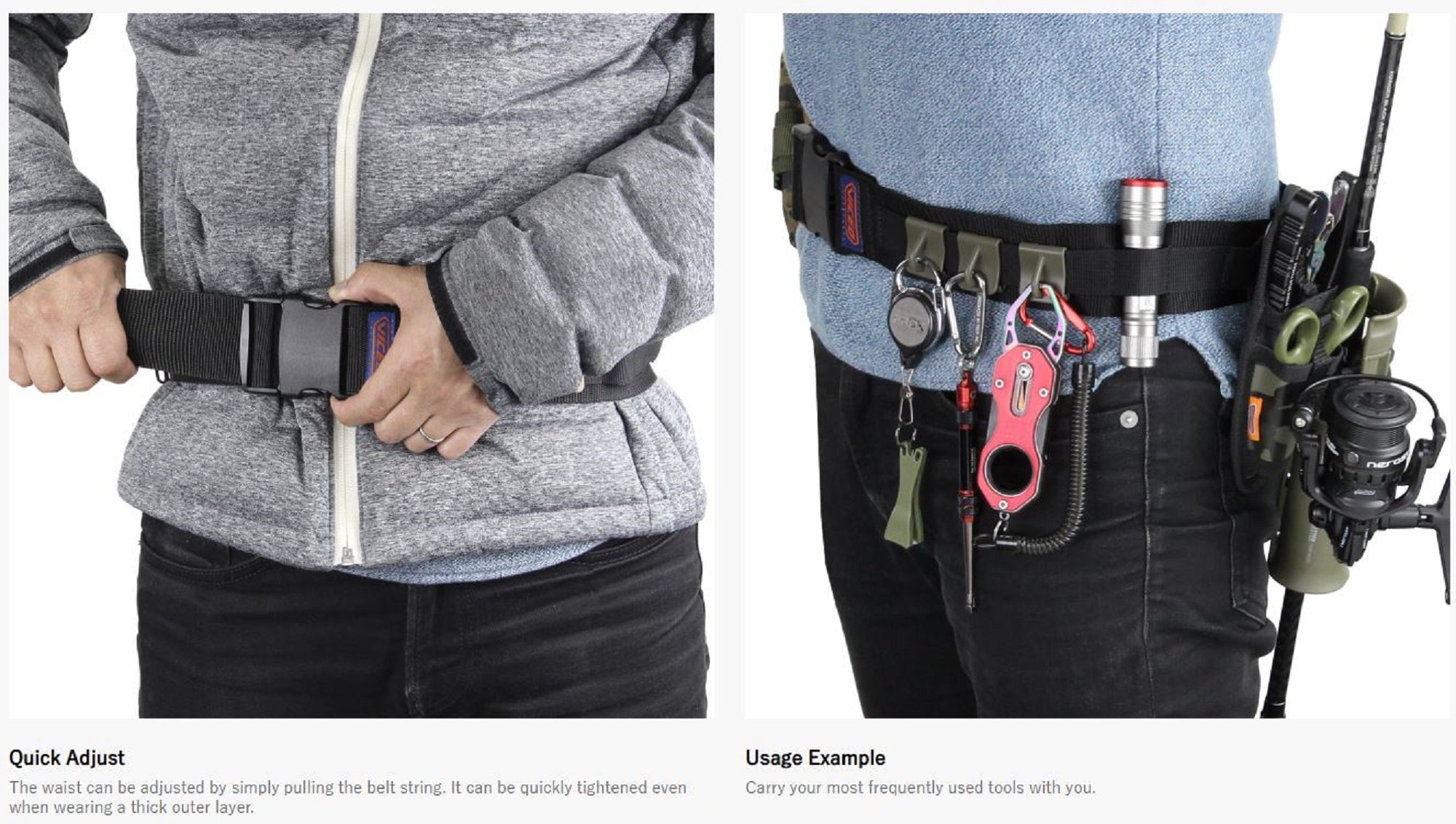 Prox VC306K Adjustable Fishing Belt Cord 2.2m 50x130mm Black (4692)