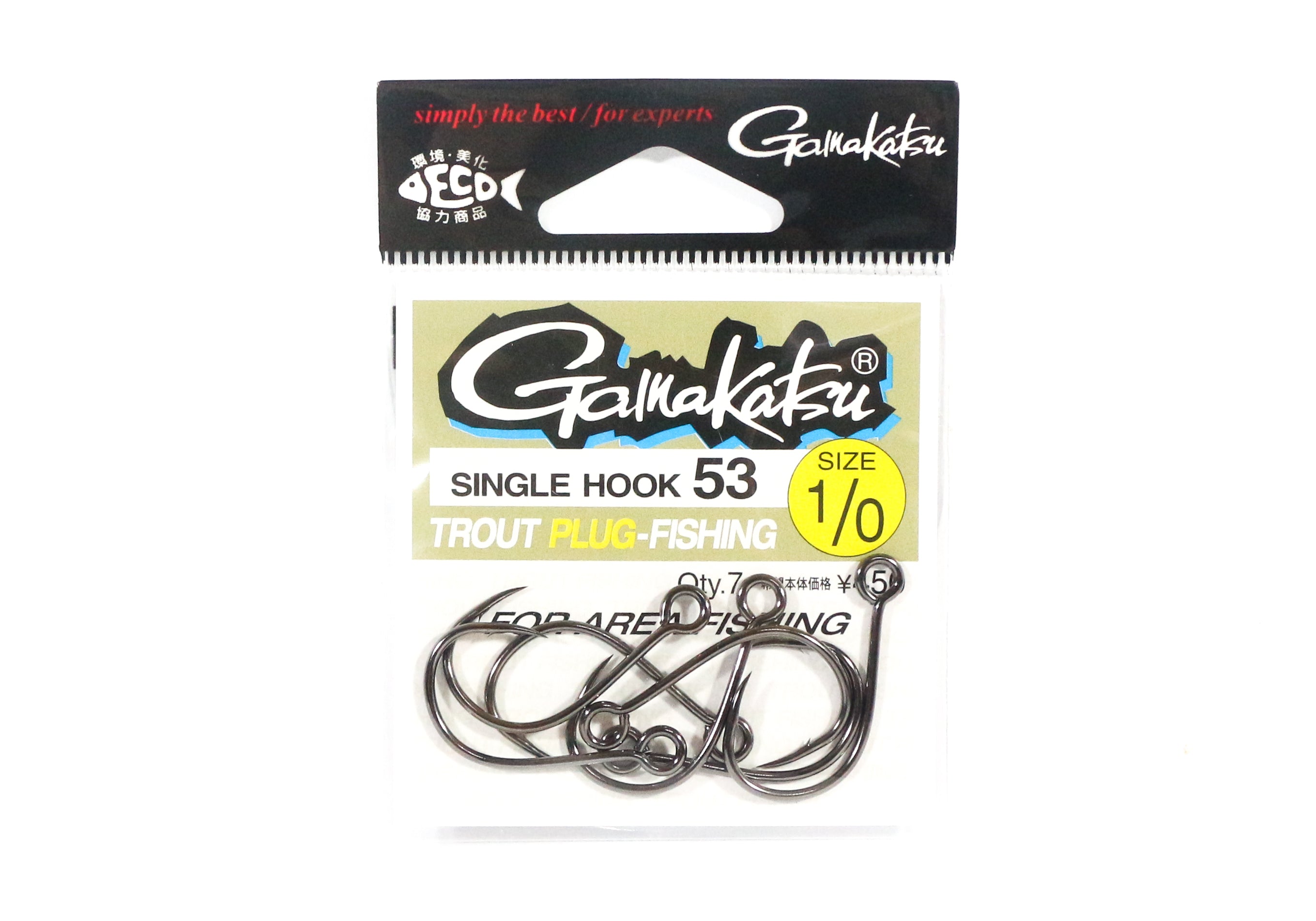Gamakatsu 67505 Single Hook 53 Light Plugging Lure Hook 1/0 (8307)