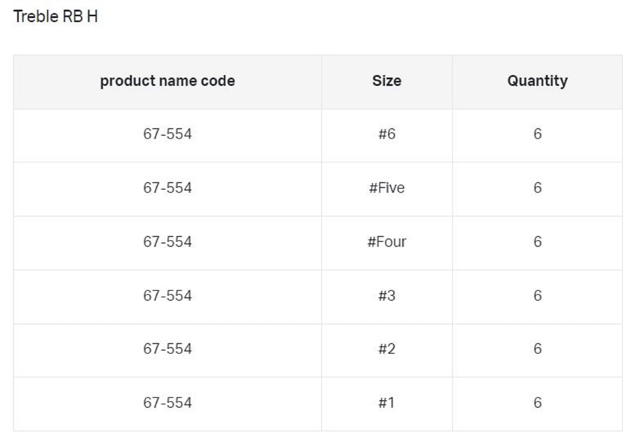 Gamakatsu 67554 Treble Hook RB H Hyper Shield Size 2 ,6 Per pack (9212)