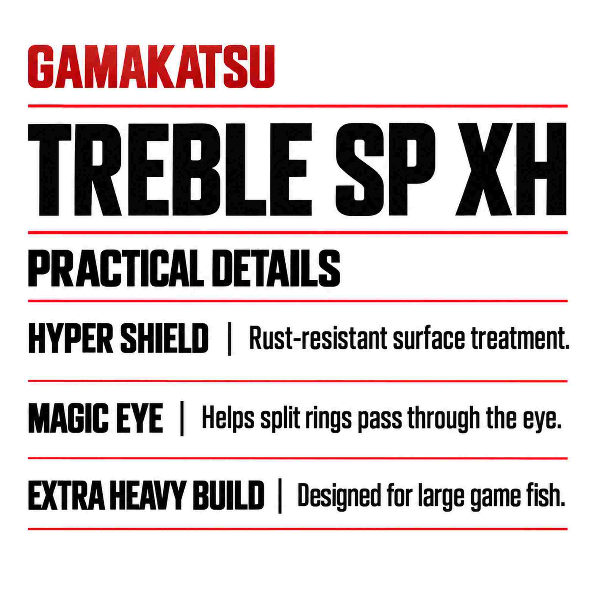 Gamakatsu 68123 Treble Hook SP XH Hyper Shield Size 3/0 (6685)