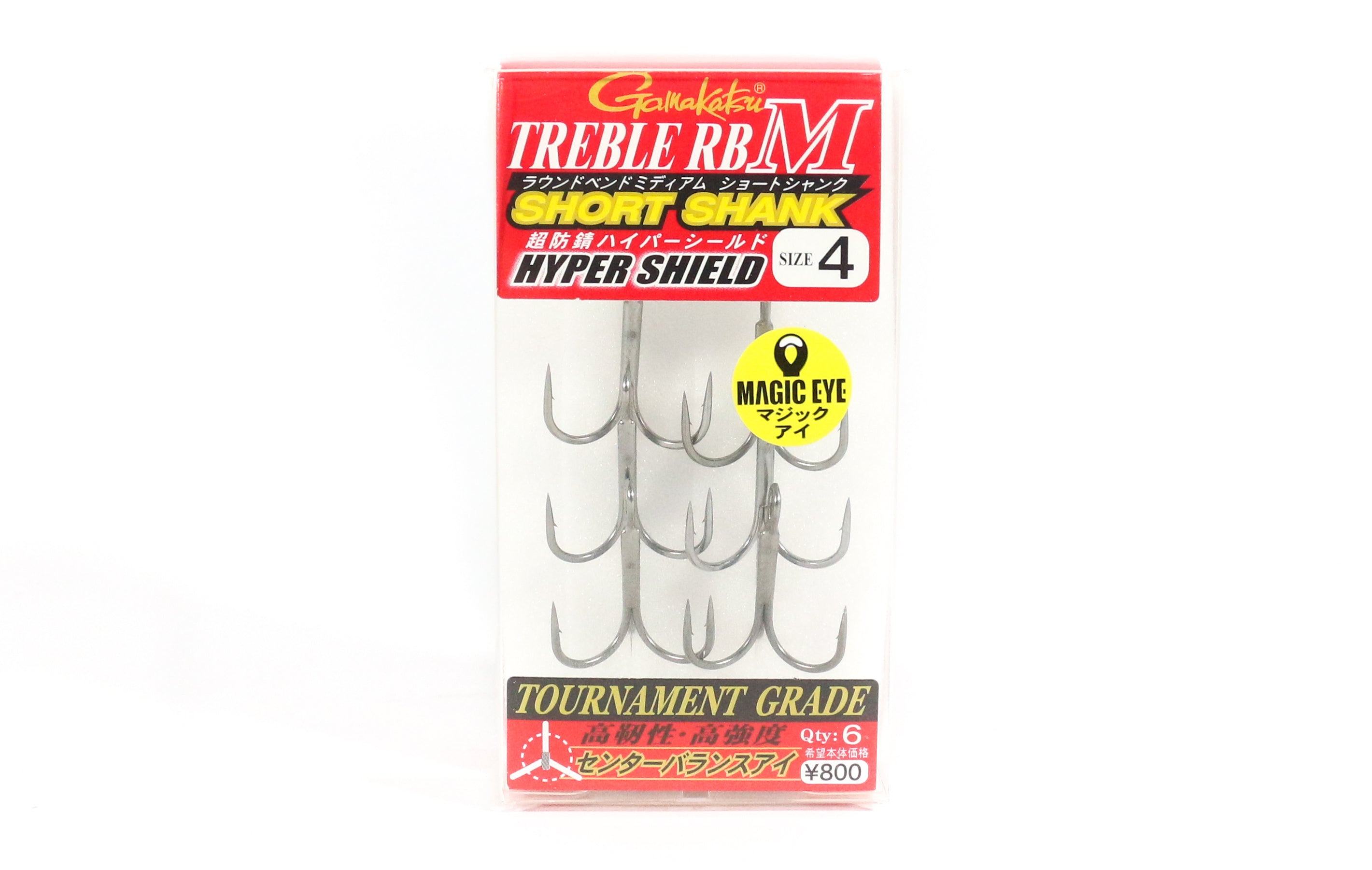 Gamakatsu 68266 Treble Hook RB M Short Shank Hyper Shield Size 4 (8566)