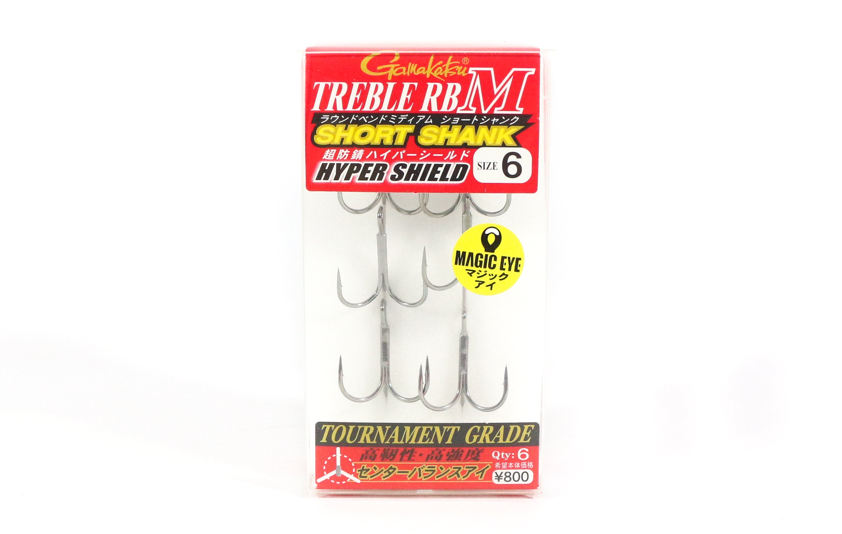 Gamakatsu 68266 Treble Hook RB M Short Shank Hyper Shield Size 6 (8580)