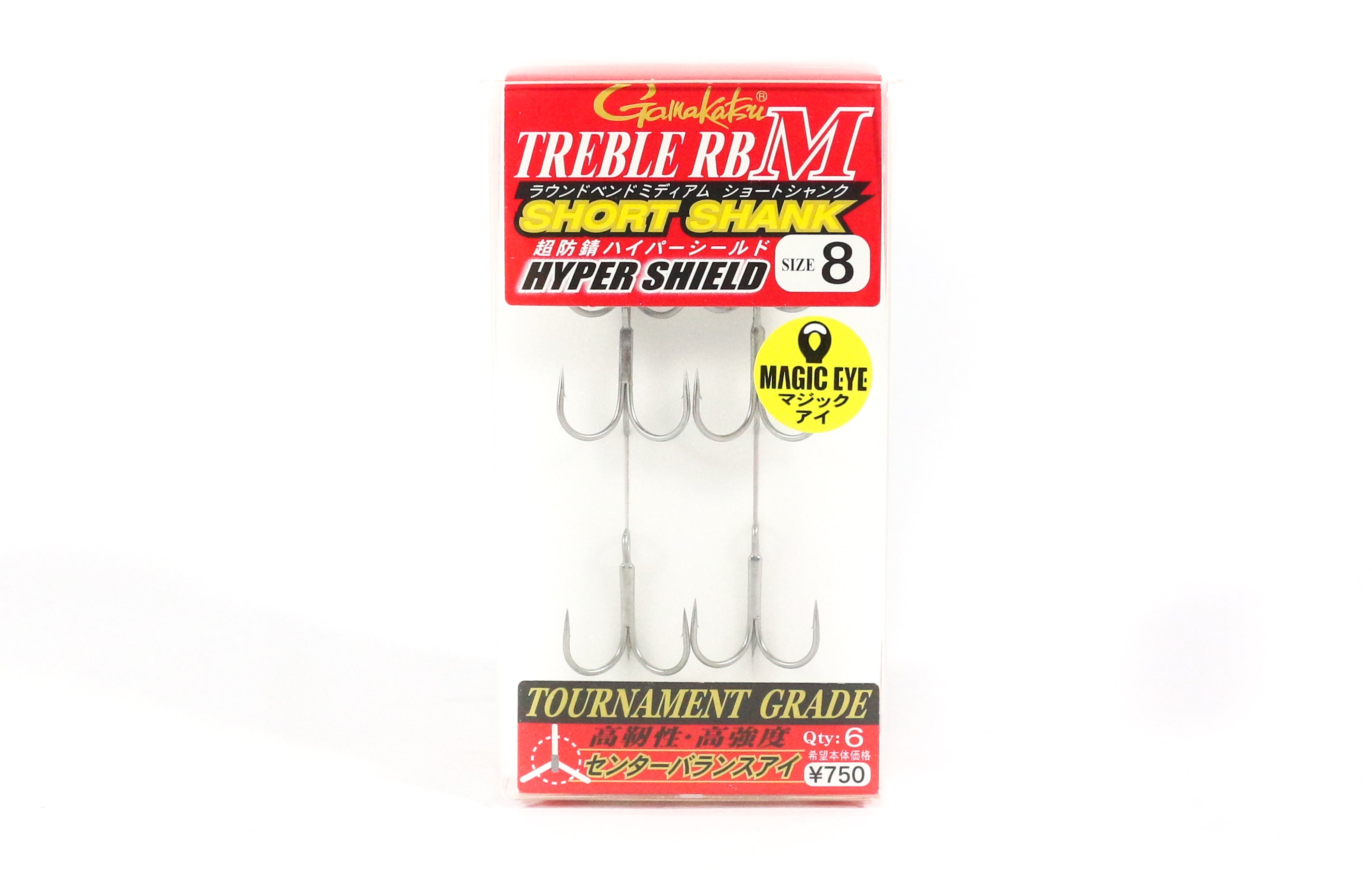 Gamakatsu 68266 Treble Hook RB M Short Shank Hyper Shield Size 8 (8597)