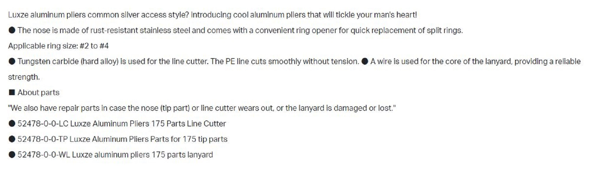 Gamakatsu LE2478 Aluminium Pliers 17.5cm (5280)