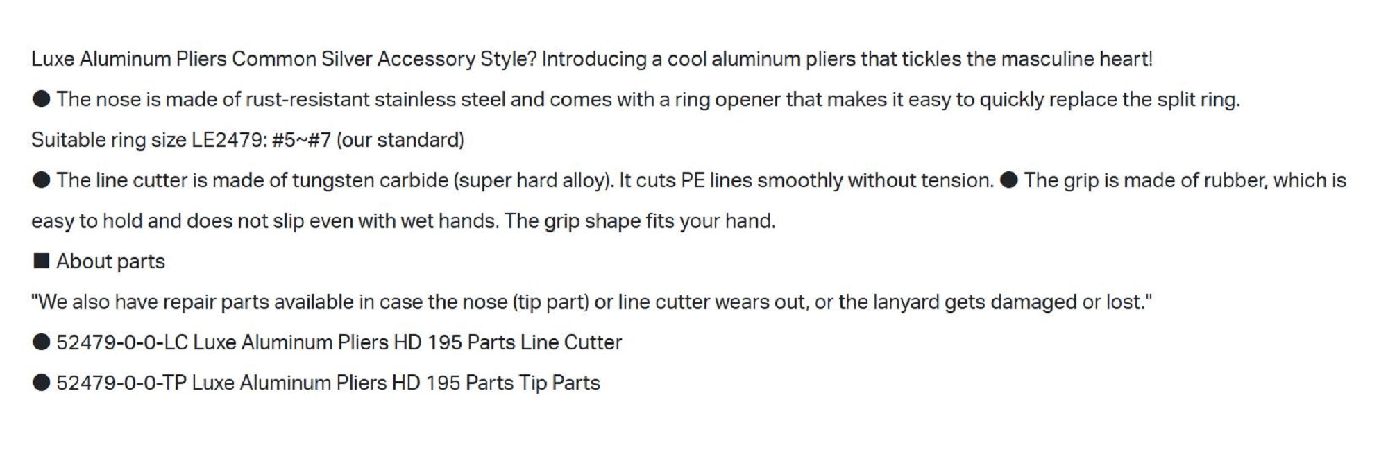 Gamakatsu LE2479 Luxxe Aluminium Pliers HD195 (5327)